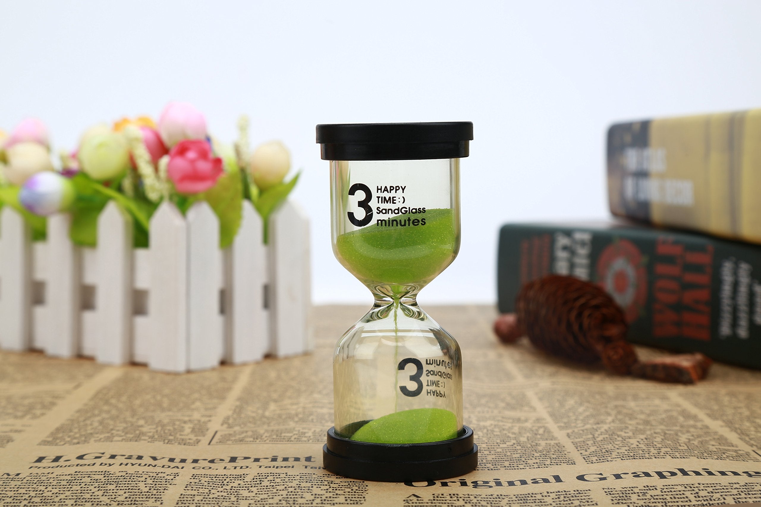 Veoley 3 Minutes Sand Timer Hourglass Sandglass Sand Clock For Games Classes Toothbrushing Workout - Green