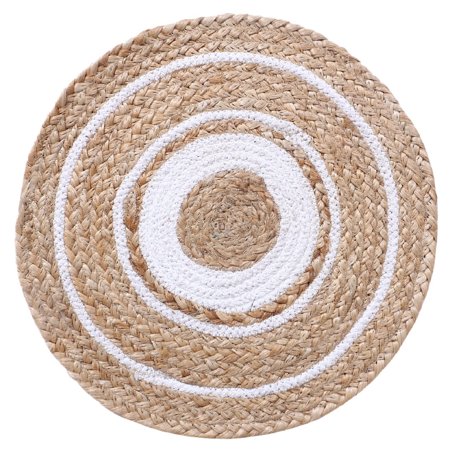 Kuber Industries Handmade Braided Carpet Rugs|Traditional Spiral Design Jute Placemat|Table Top Mat for Bedroom,Living Room,Dini
