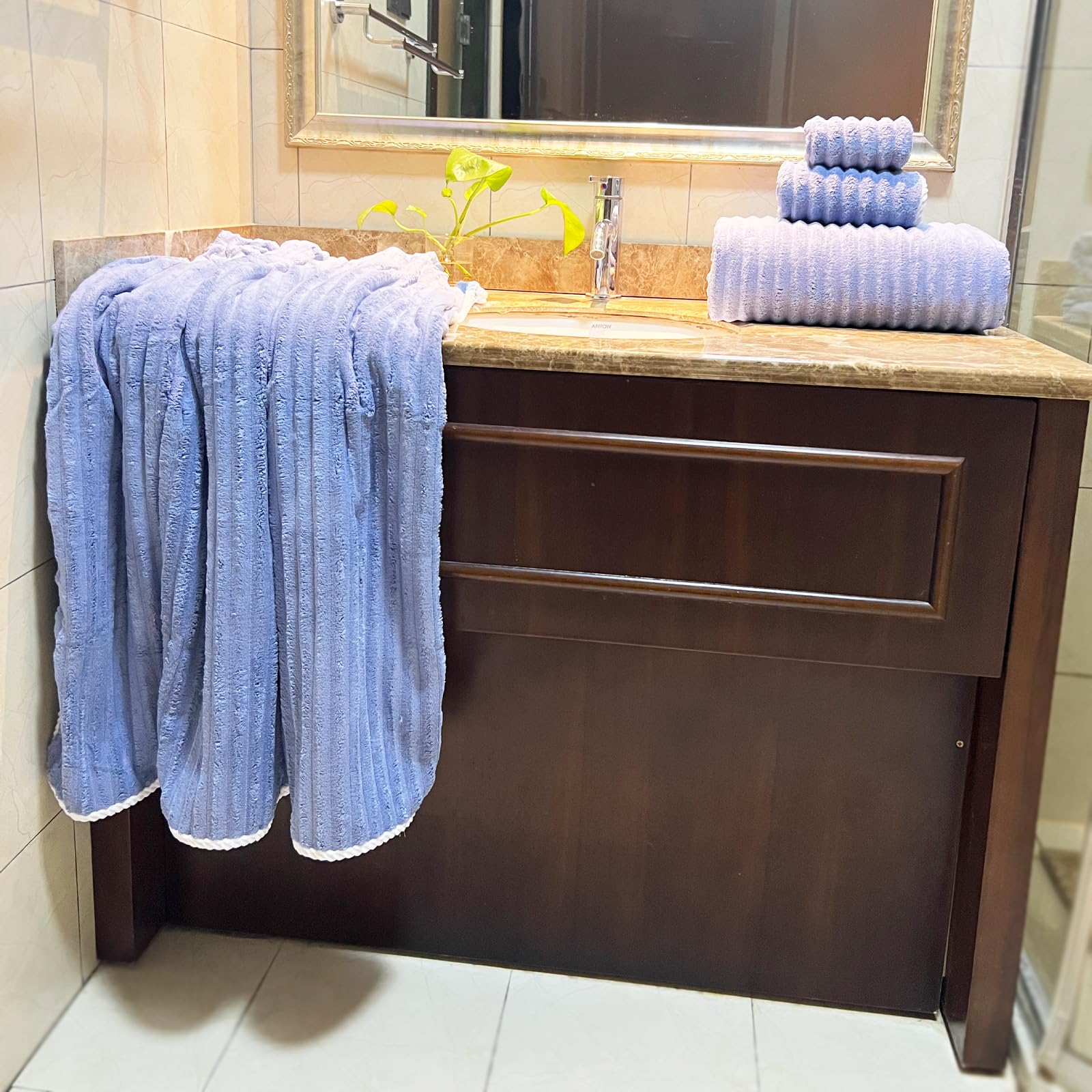 Ytyc 39X78 Inches Oversized Bath Sheets Towels Set Extra Large Towels For Bathroom Luxry Plush Super Soft Absorbent Stripe Hangi
