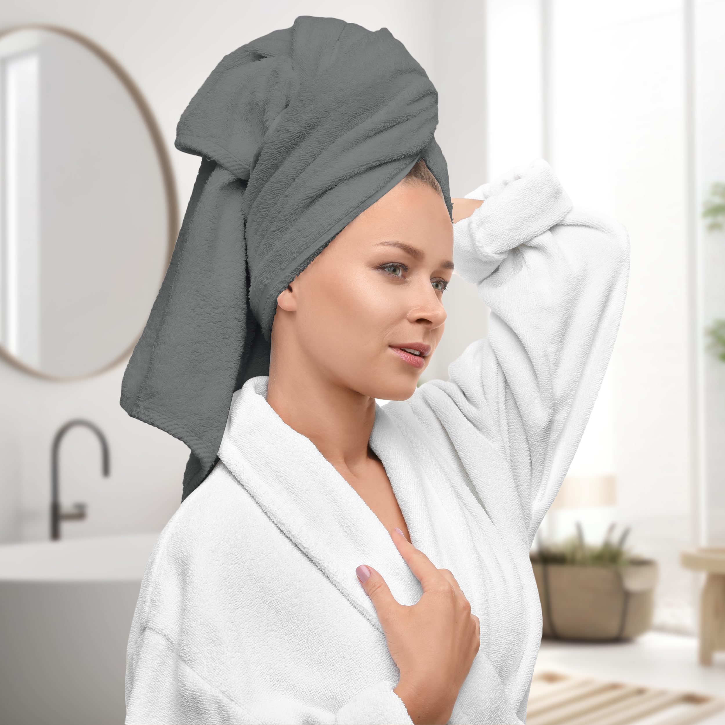 Avalon Towels Luxury 8 Piece Towels Set, 2 Bath Towels, 2 Hand Towels And 4 Washcloths, 600 Gsm 100% Ring Spun Cotton Highly Abs