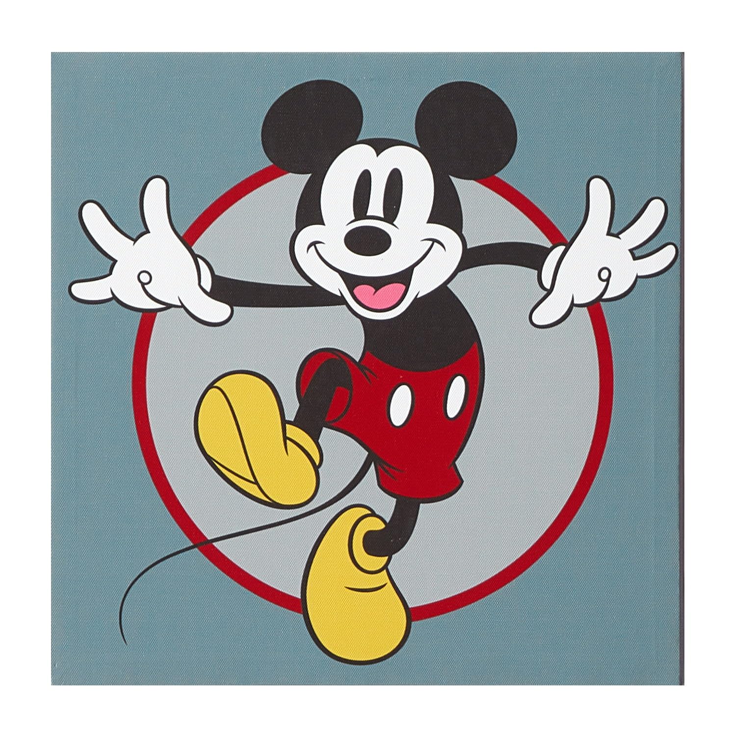 Idea Nuova Disney Mickey Mouse Retro 4 Pack Canvas Wall Art Set,Childrens Wall Hanging D  Cor,Each Piece 12''X12''