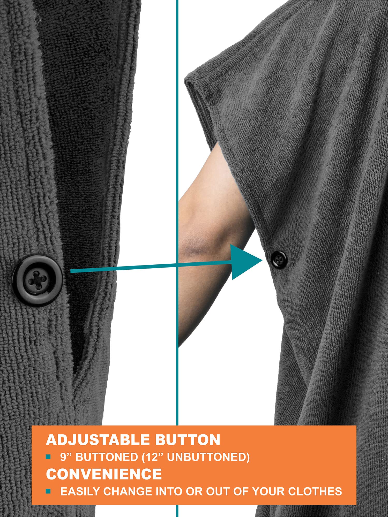SUN CUBE Surf Poncho Changing Robe with Hood  Thick Quick Dry Microfiber Wetsuit Changing Towel for Surfing Beach Swim Outdoor Sports Men  Absorbent Wearable Towel Cover Up with Pocket  Gray