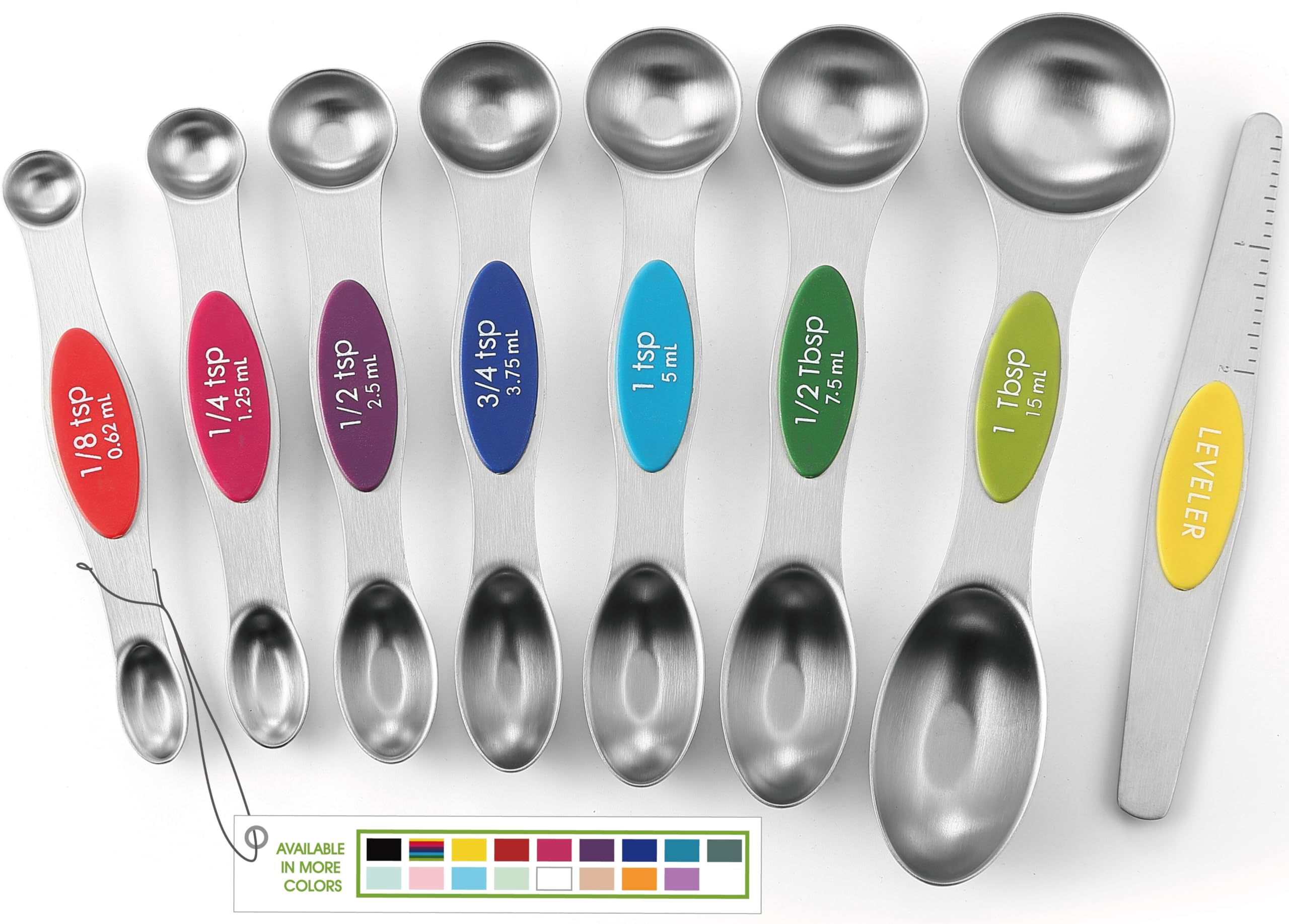 Spring Chef Magnetic Measuring Spoons Set With Strong N45 Magnets, Heavy Duty Stainless Steel Metal, Fits In Most Kitchen Spice