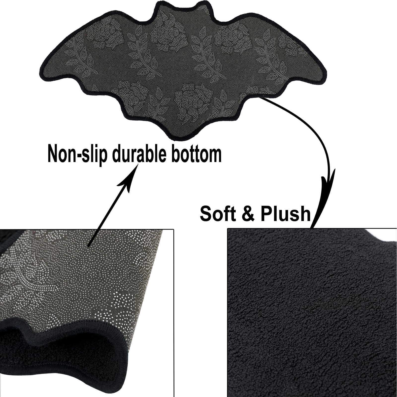 Hxgonyi Bat Bath Mat Bathroom Rugs Horror Rug Door Mats-Coffin Bath Mat-Goth Mats Decor For Bathroom Bedroom Kitchen Room-Spooky