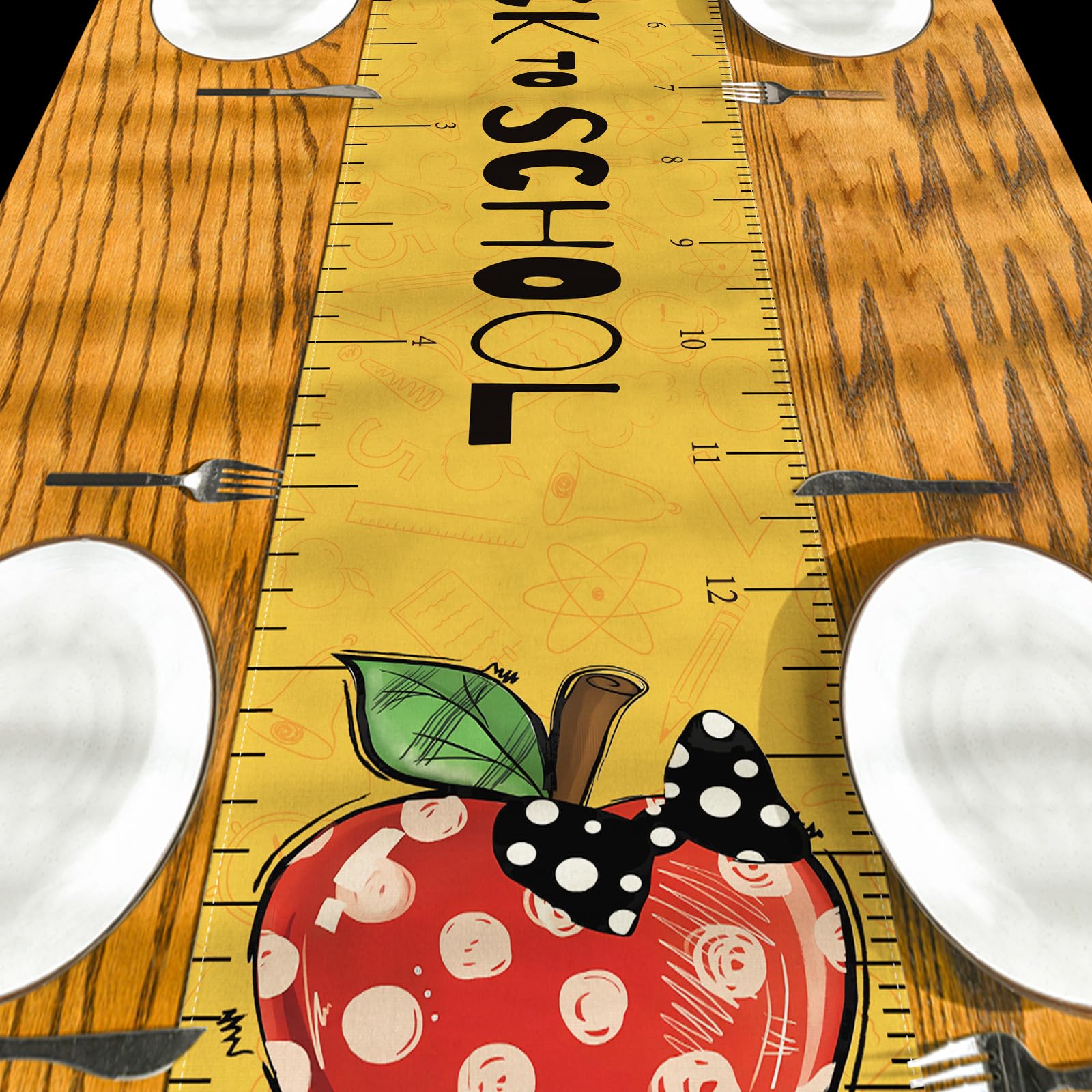 Back To School Decorations Back To School Table Runner First Day Of School Table Cover Apples Colorful Crayons Back To School De