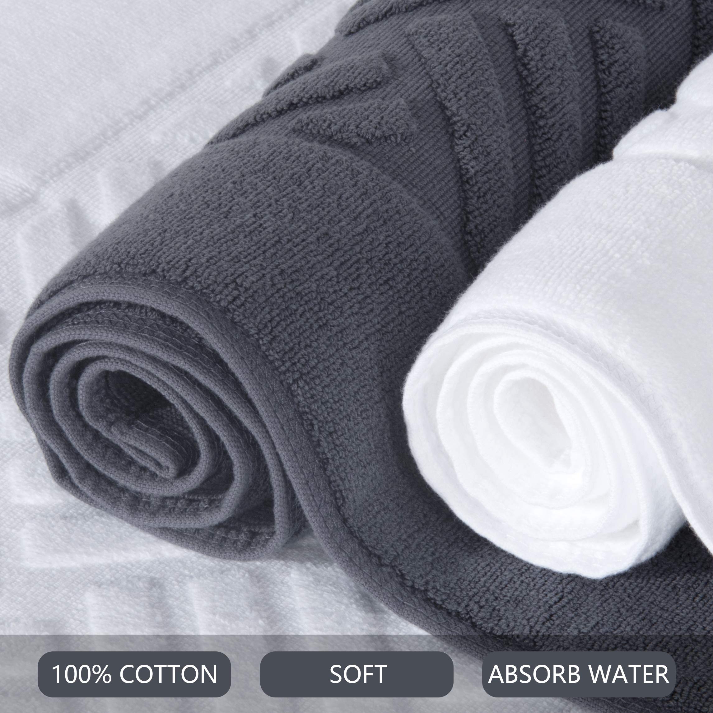 Tomoro Luxury Bath Mat Towels - 2 Pieces Cotton Absorbent Hotel Spa Shower Floor Towel Set For Bathroom Rug Pad 20 X 32 Inches