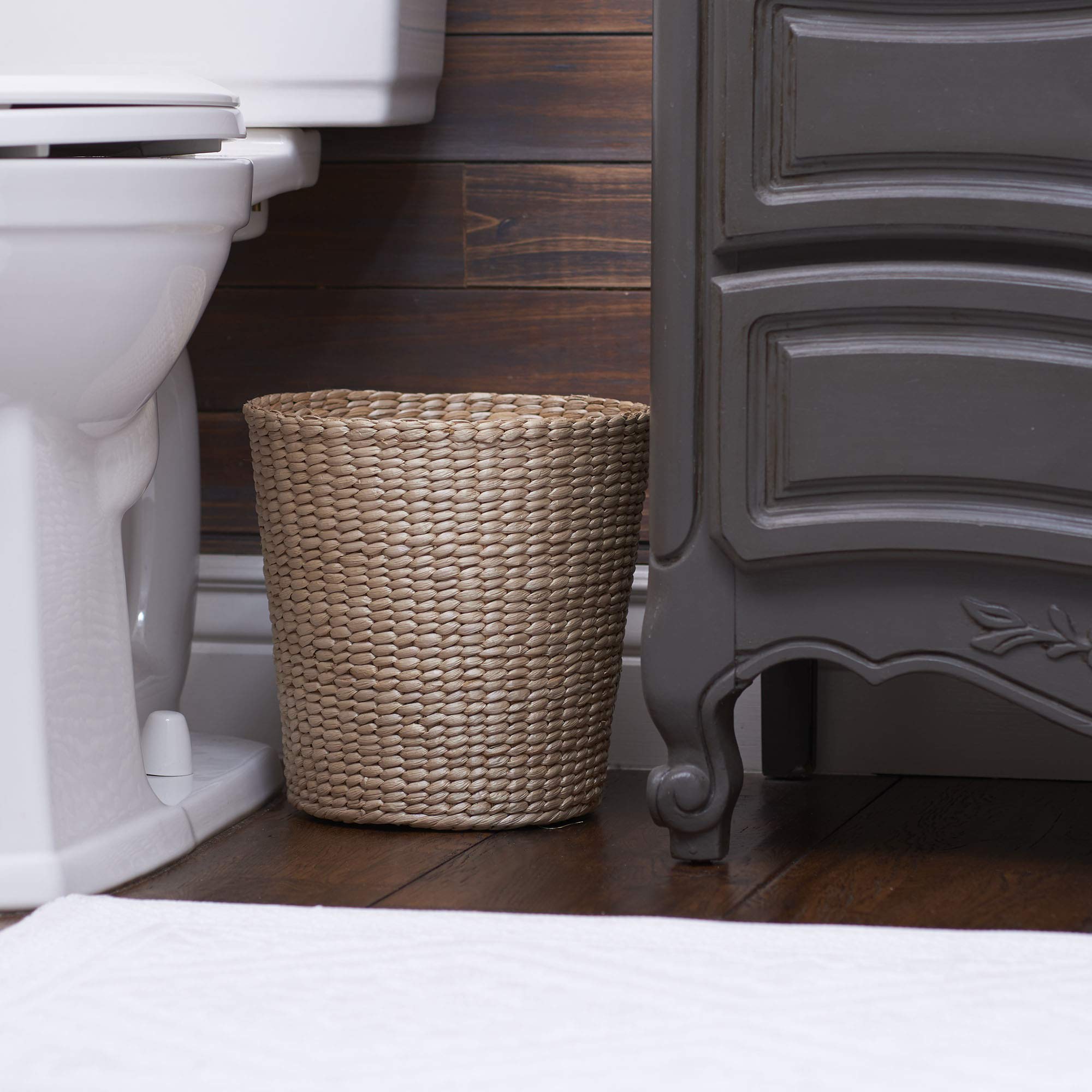 Household Essentials Ml-6634 Cattail And Paper Waste Basket, Cream, Tan