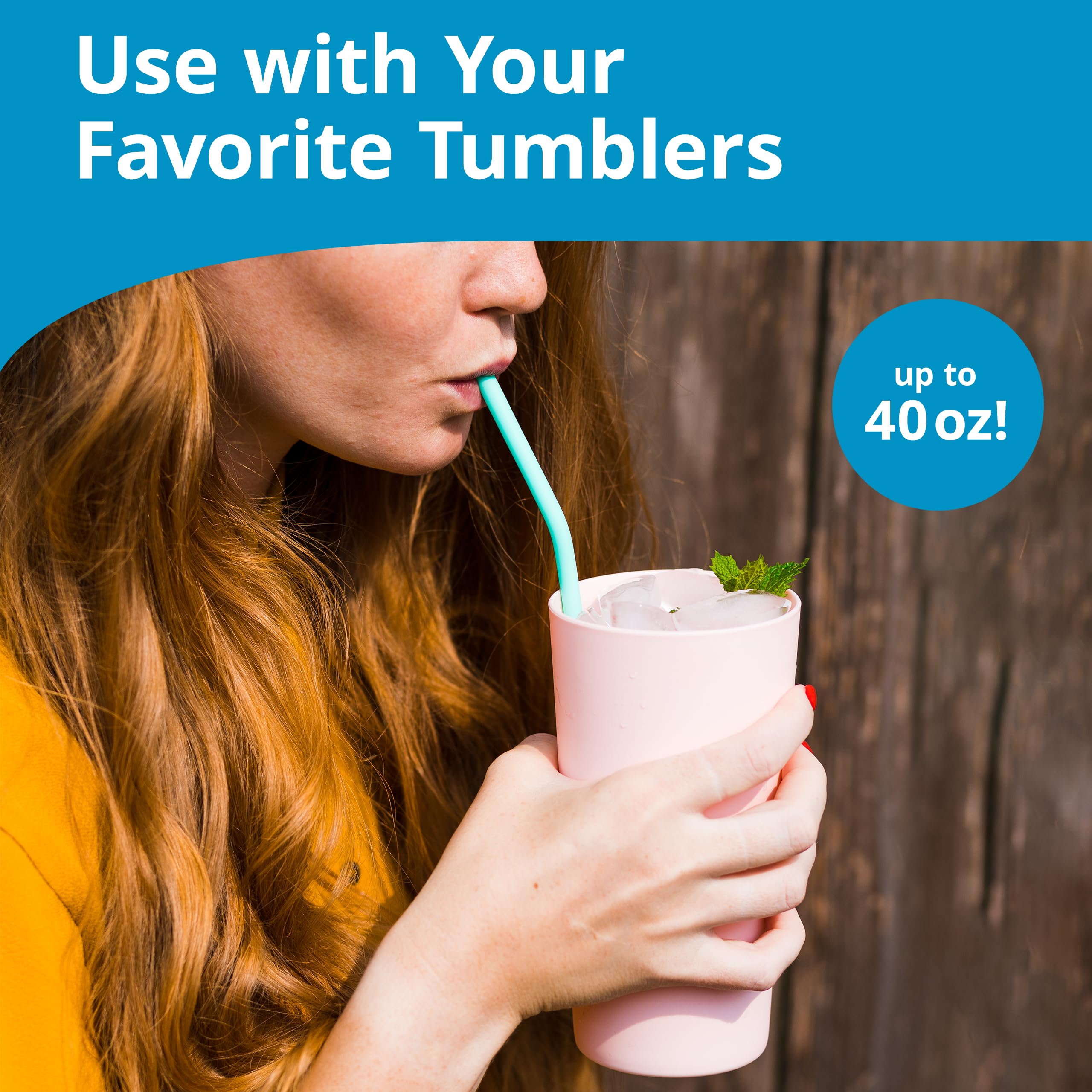 Bent Silicone Straws Reusable (Set Of 10) And Cleaning Brush - Flexible, Long, Color Bendy Reusable Straws For 20Oz-32Oz Tumbler