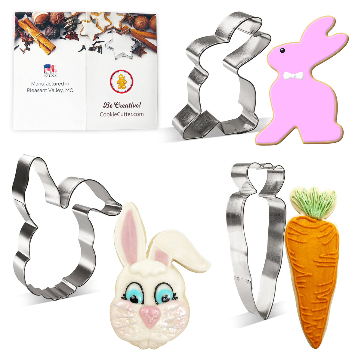 Foose Cookie Cutters Easter Cookie Cutter 3 Pc Set, With Recipe Card, Made In Usa