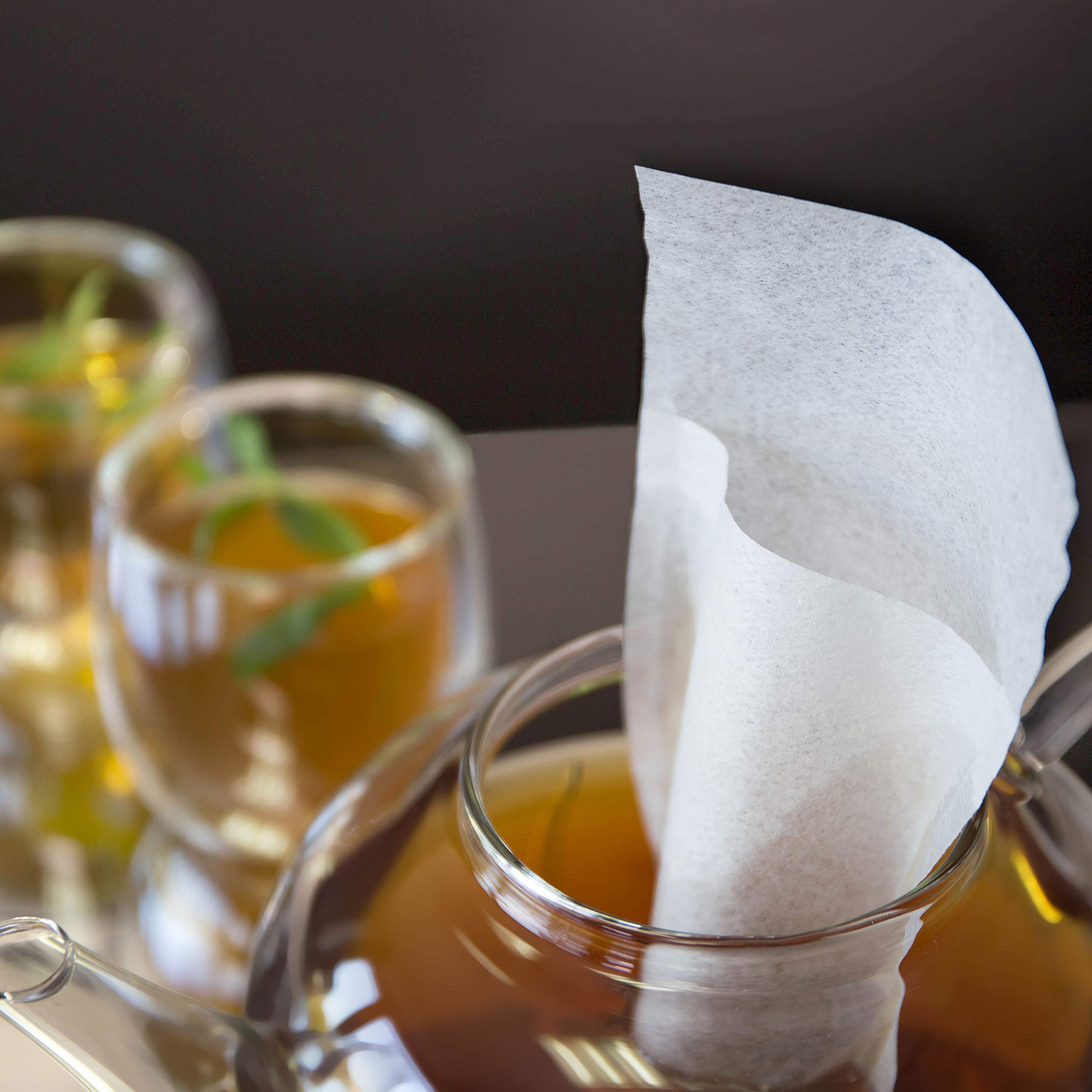 Finum Disposable Paper Tea Filter Bags For Loose Tea, White, Extra Large, 60 Count