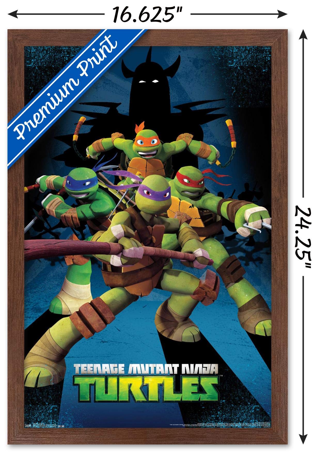 Trends International Nickelodeon Teenage Mutant Ninja Turtles - Assemble Wall Poster, 14.725'' X 22.375'', Mahogany Framed Versi