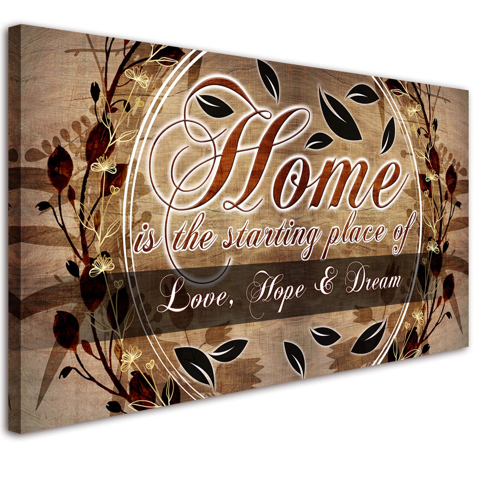 Inspirational Home & Family Quotes Motto Canvas Wall Art, Home Sweet Home Framed Artwork Painting Love, Hope & Dream Theme Quote