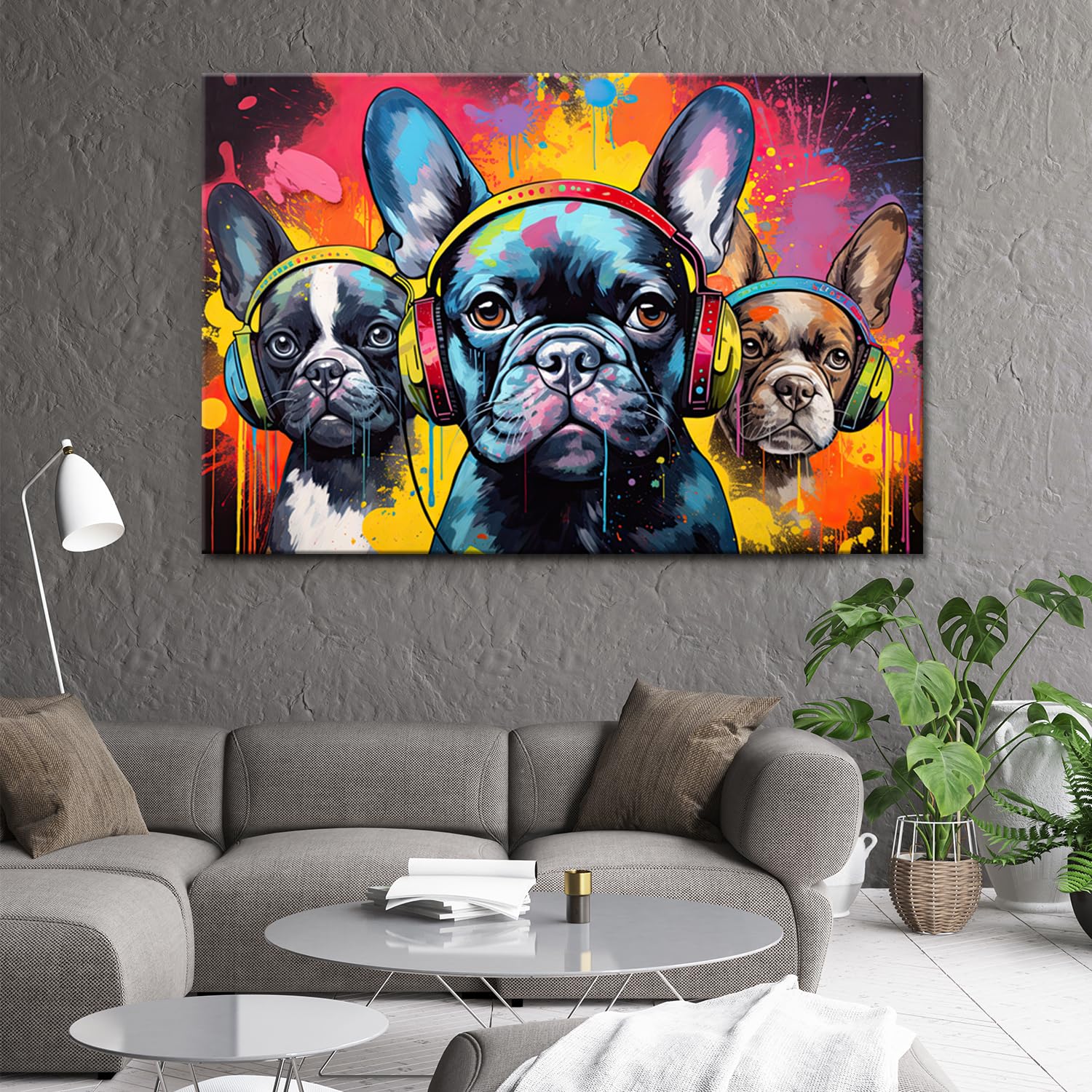 Glokaka Wall Art, Funny Dog Graffiti Art Print, Waterproof Canvas, 18 X12, Bedroom Decor