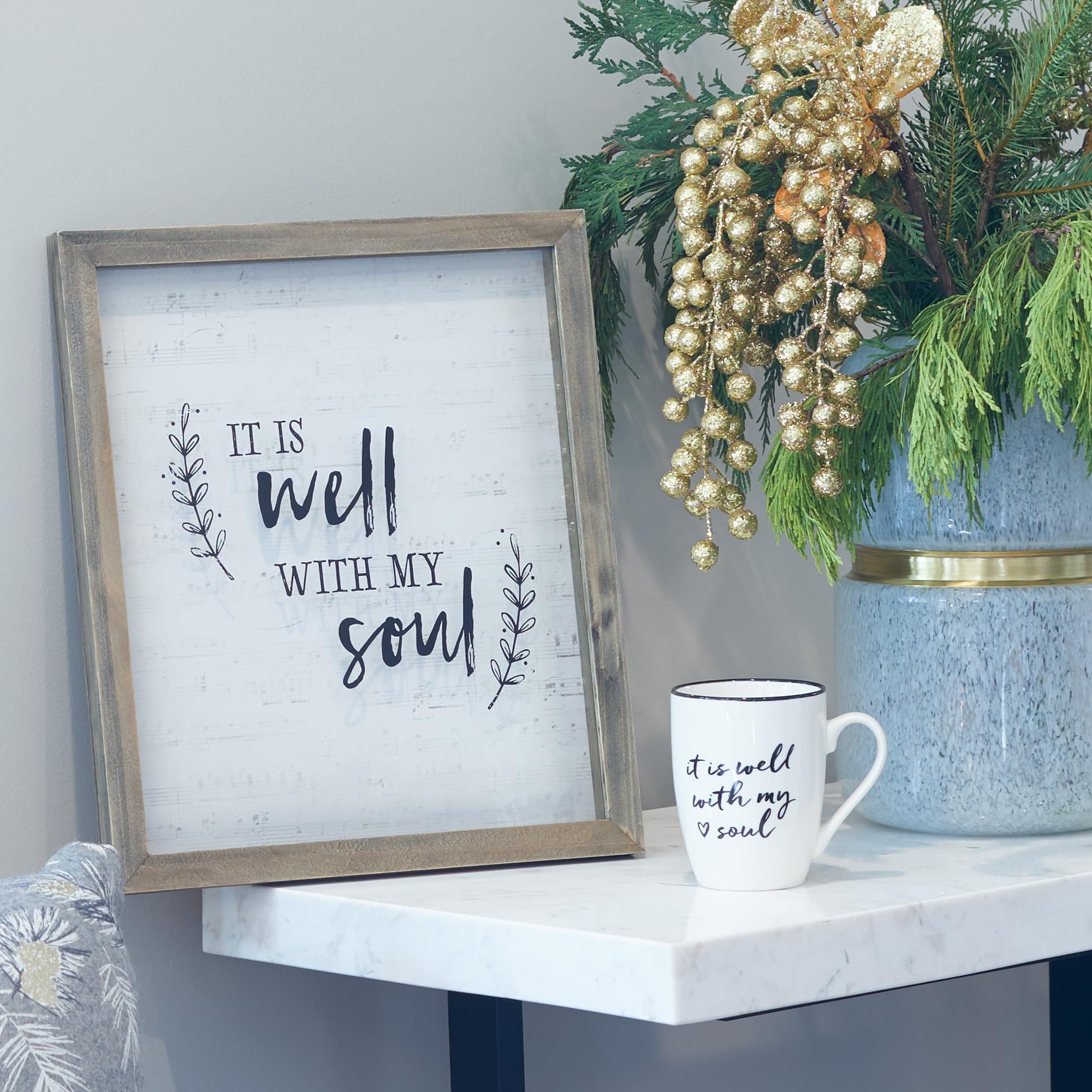Christian Art Gifts Microwave & Dishwasher Safe Encouraging Ceramic Coffee & Tea Mug for Women & Men: It is Well With My Soul In