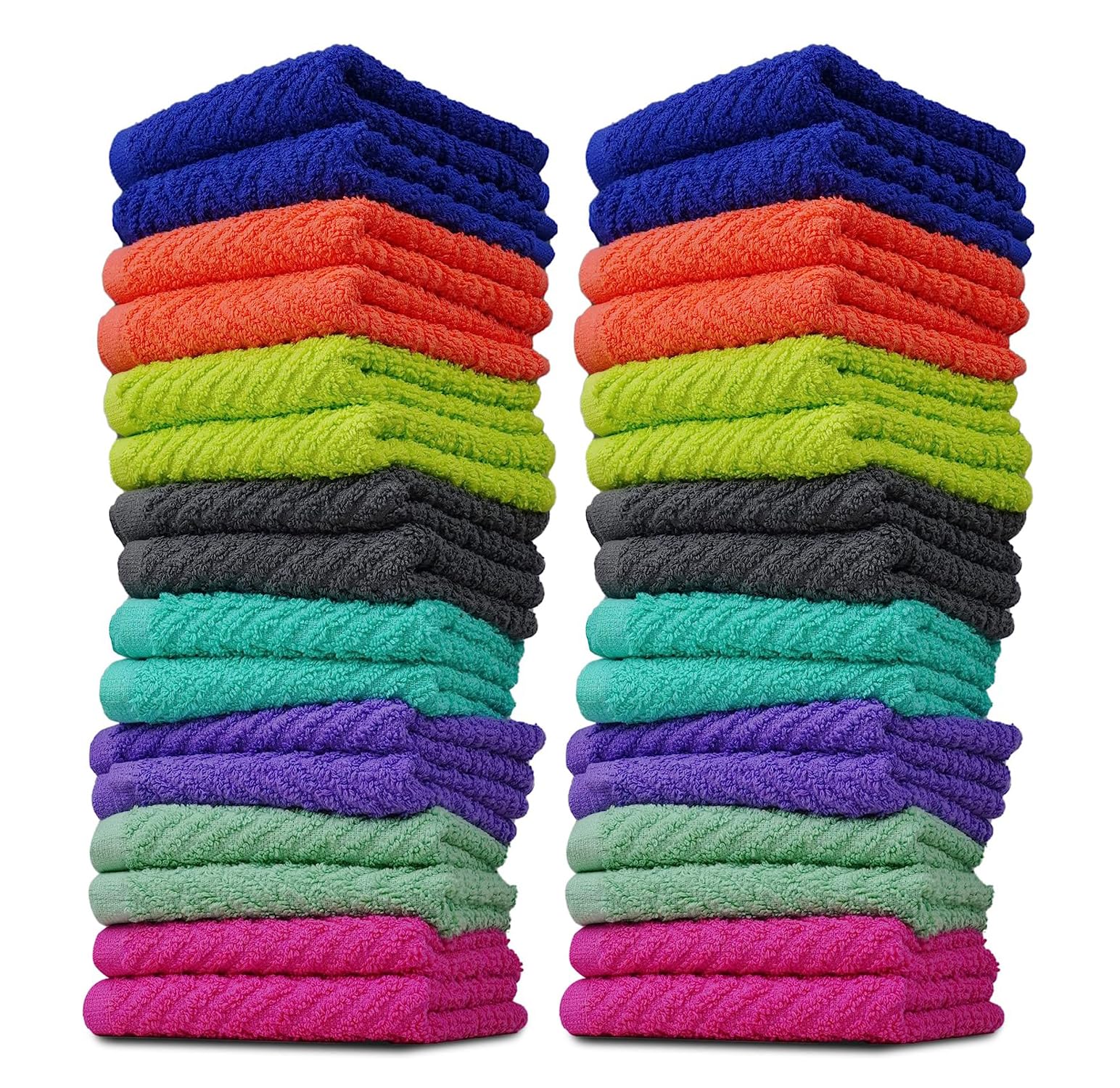 Zuperia Zigzag Wash Cloth 32 Pack -12'' X 12''- Highly Absorbent Soft Washcloths For Face, Gym Towels, Hotel Spa Quality, Reusab