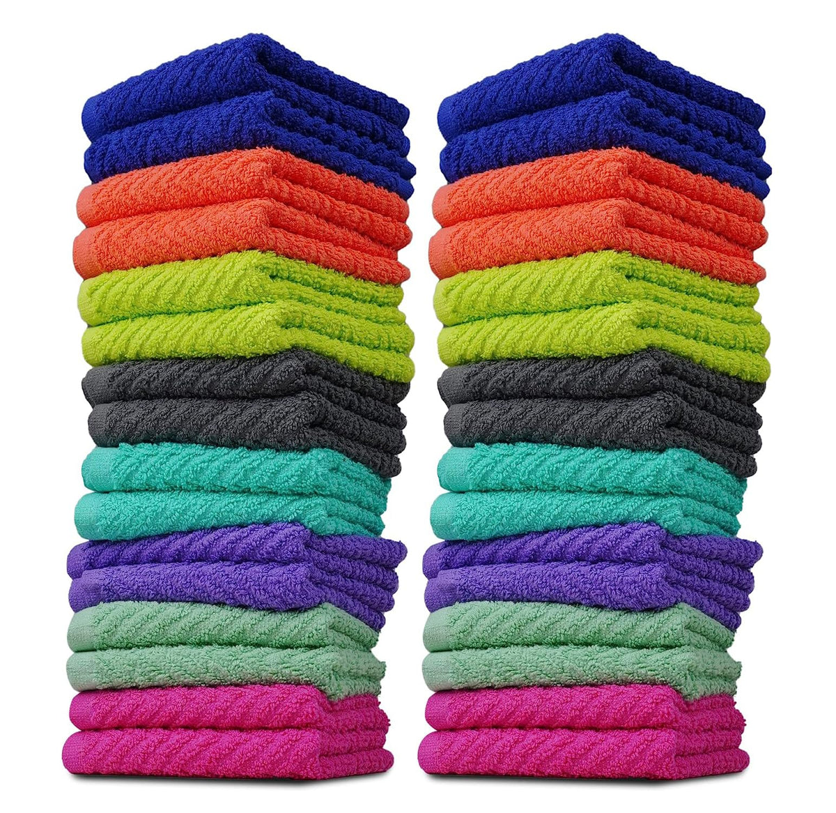 Zuperia Zigzag Wash Cloth 32 Pack -12'' X 12''- Highly Absorbent Soft Washcloths For Face, Gym Towels, Hotel Spa Quality, Reusab