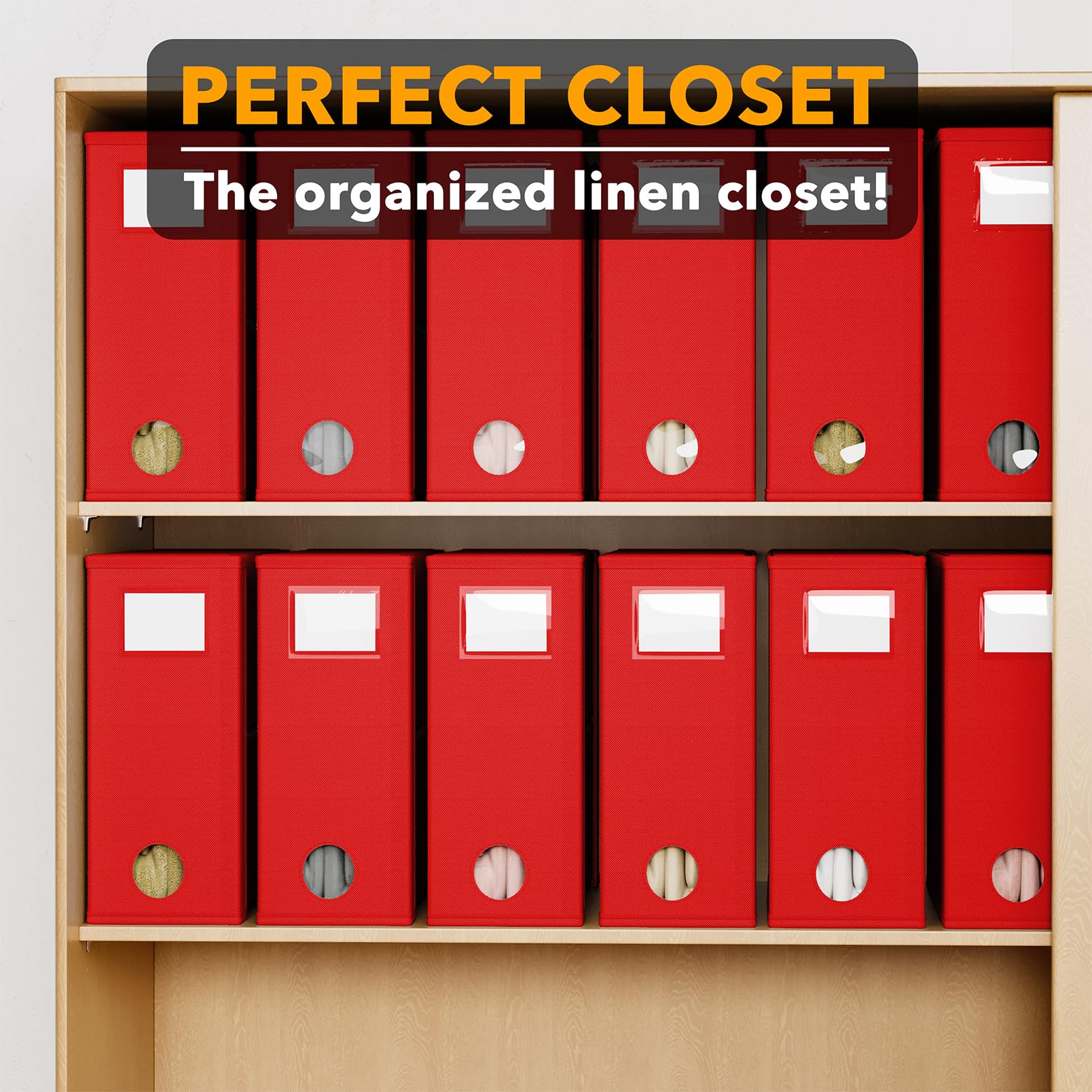 SpaceAid 12 Pack Bed Sheet Organizers and Storage, Foldable Organizer for Linen Closet, Set Folder Keeper With Window XL (Queen