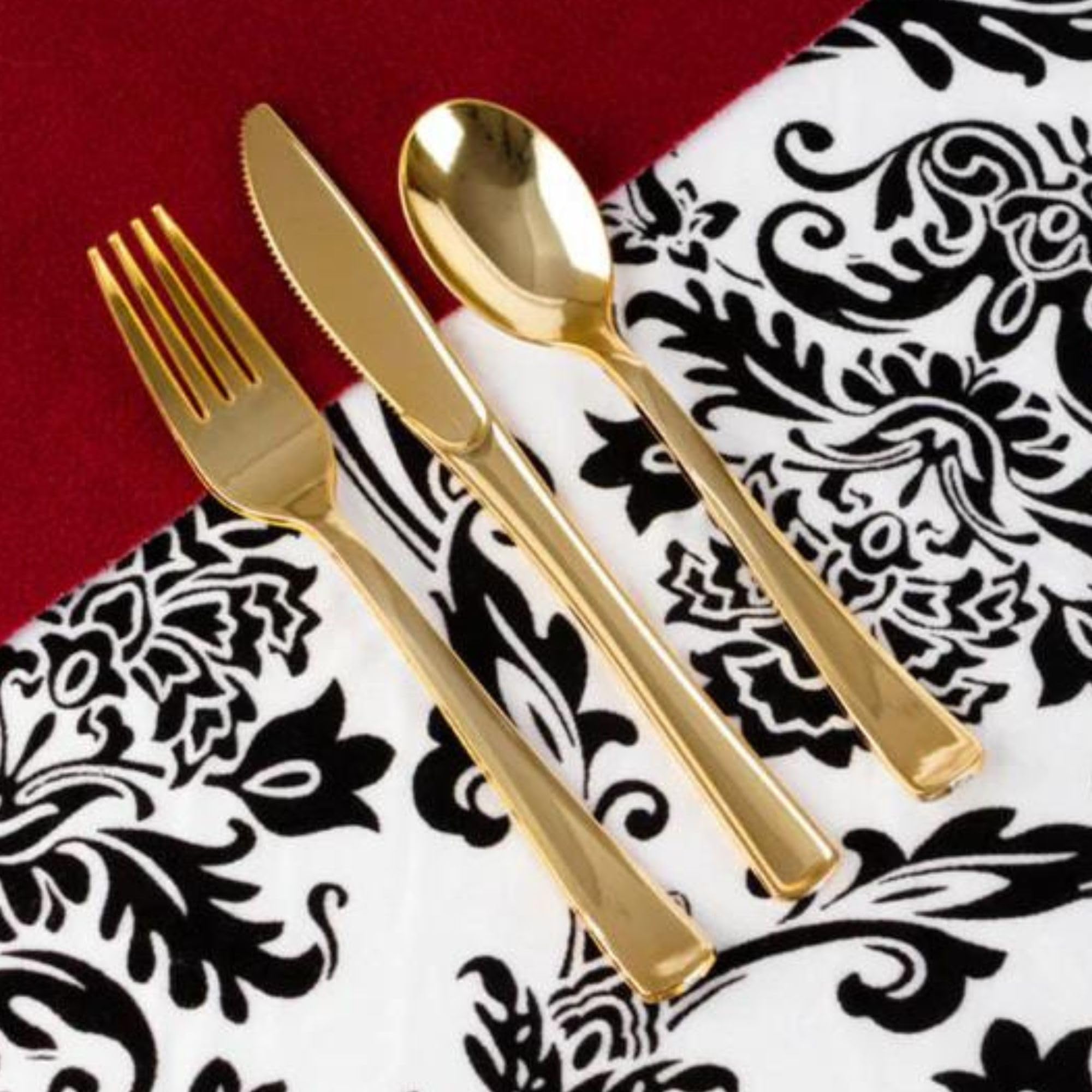 Lillian Tablesettings Glossy Plastic Forks - 5 1/2'' x 1''  Gold  24 Pcs