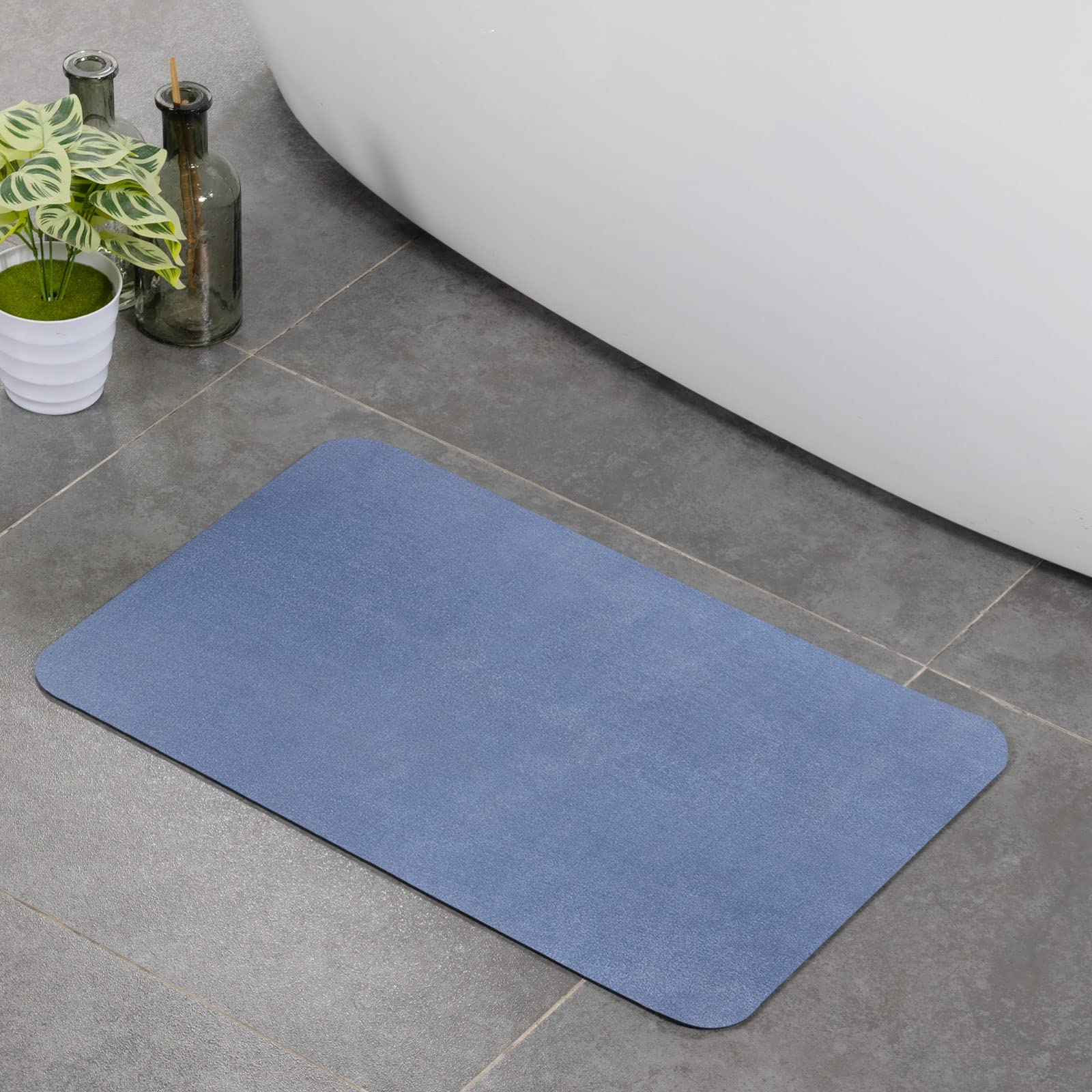 Stiio Bath Mat For Bathroom, Flat Bath Rug Super Absorbent Quick Dry, Non Slip Thin Bathroom Mats Fit Under Door, Easy Clean Was
