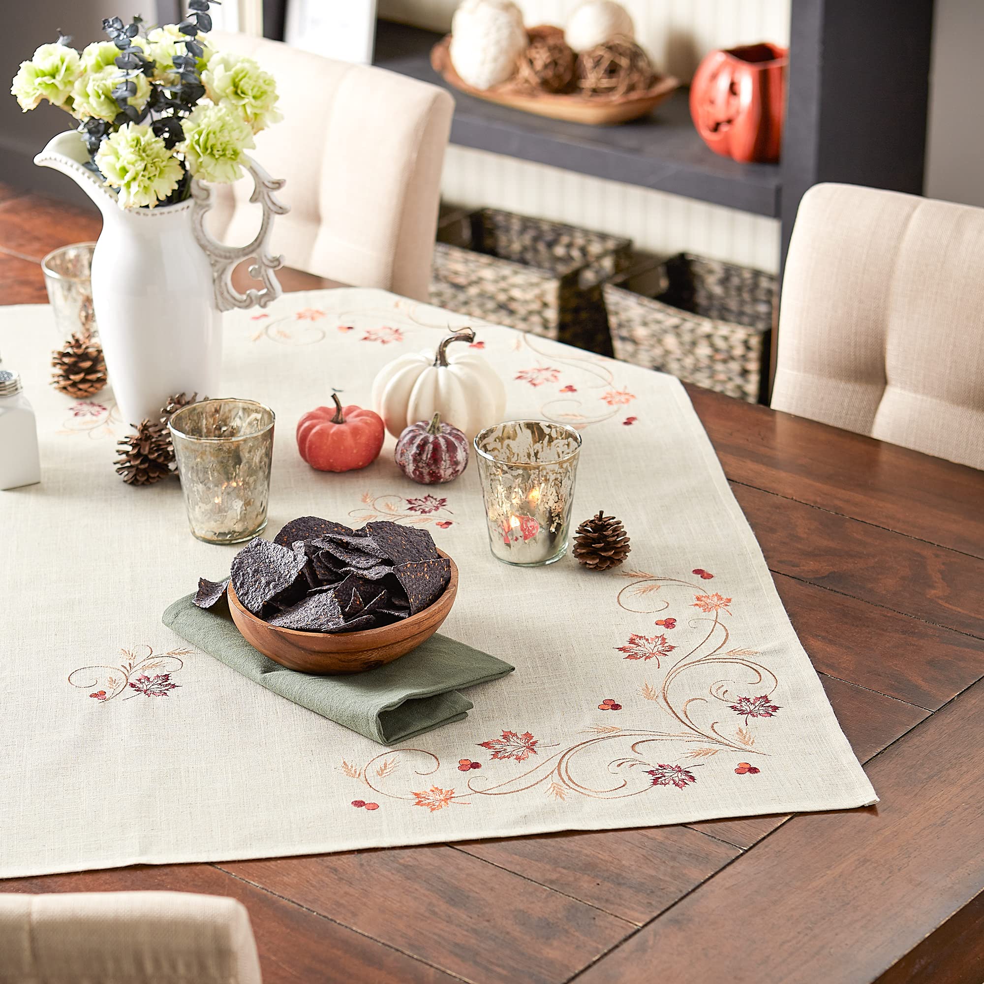 Dii Fall Table Decorations Indoor D  Cor, Thanksgiving, Table Topper, 40X40, Autumn Wheat