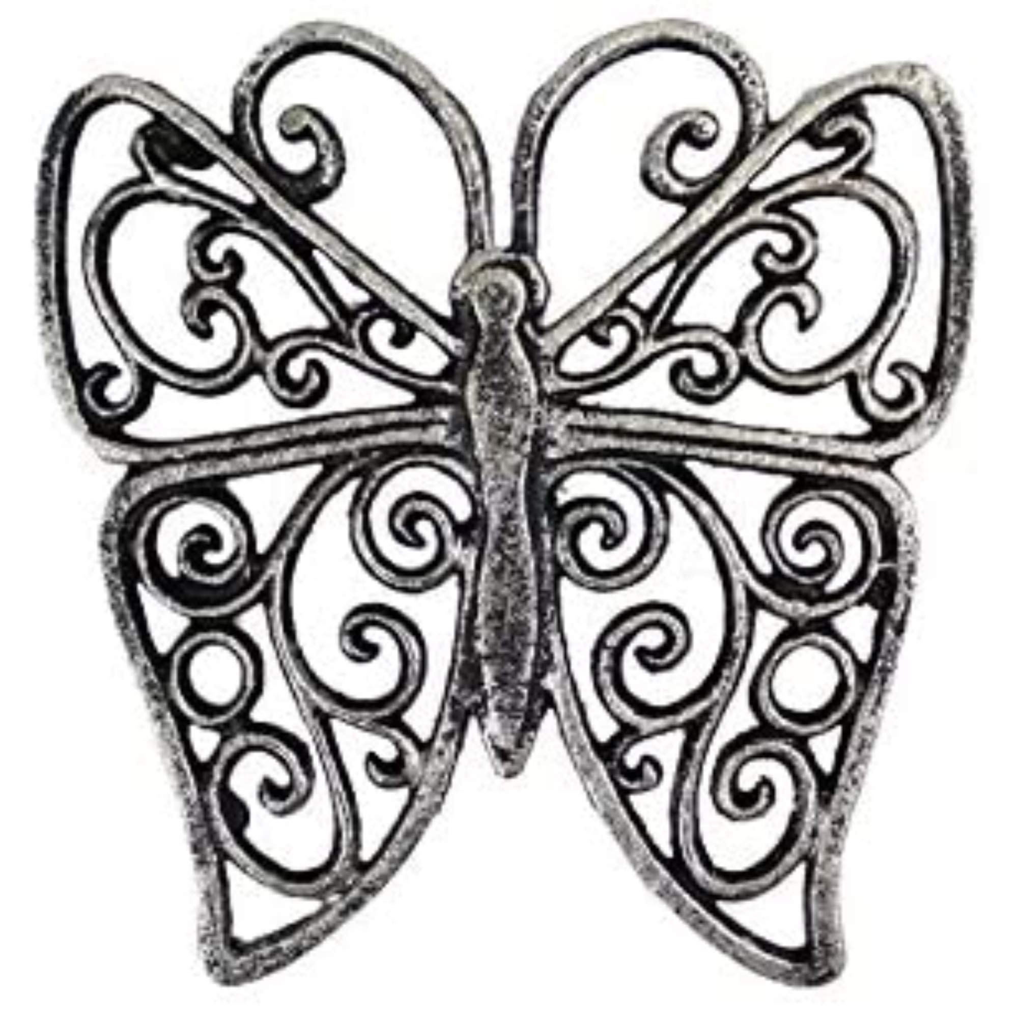 Handcrafted Nautical Decor Rustic Silver Cast Iron Butterfly Trivet 8'' - Cast Iron Decorative - Butterfly