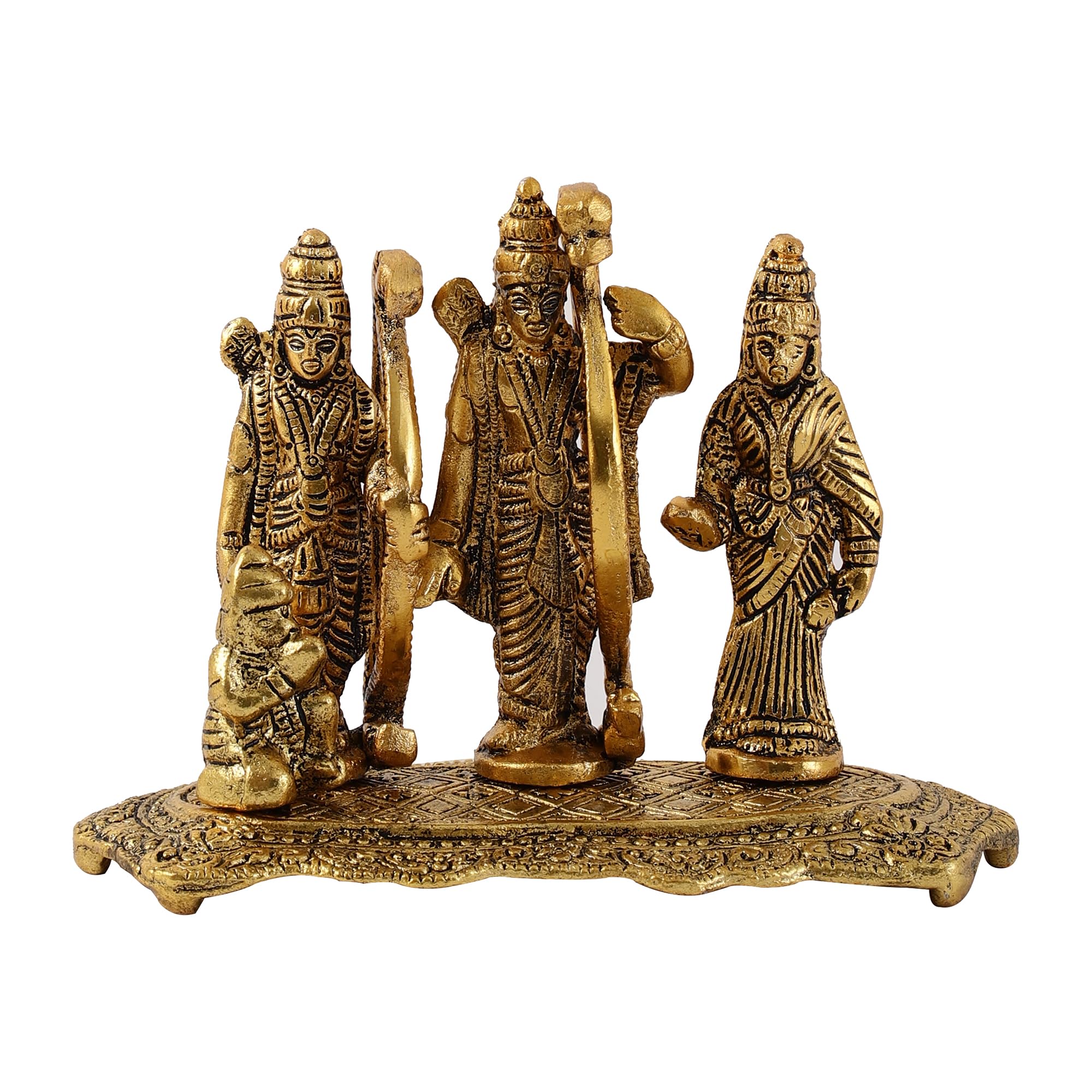 Purestory Lord Ram Darbar With Sita Laxman And Hanuman Ji Metal Statues,Lord Ram Sita Laxman Idol Statue For Home Temple,Office,
