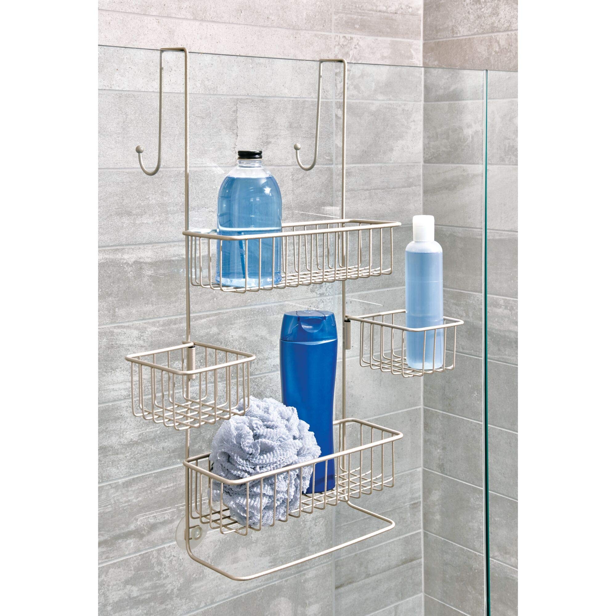Idesign The Metalo Collection Over-The-Door Hanging Shower Caddy Organizer, 22.7 X 10.5 X 8.2, Satin