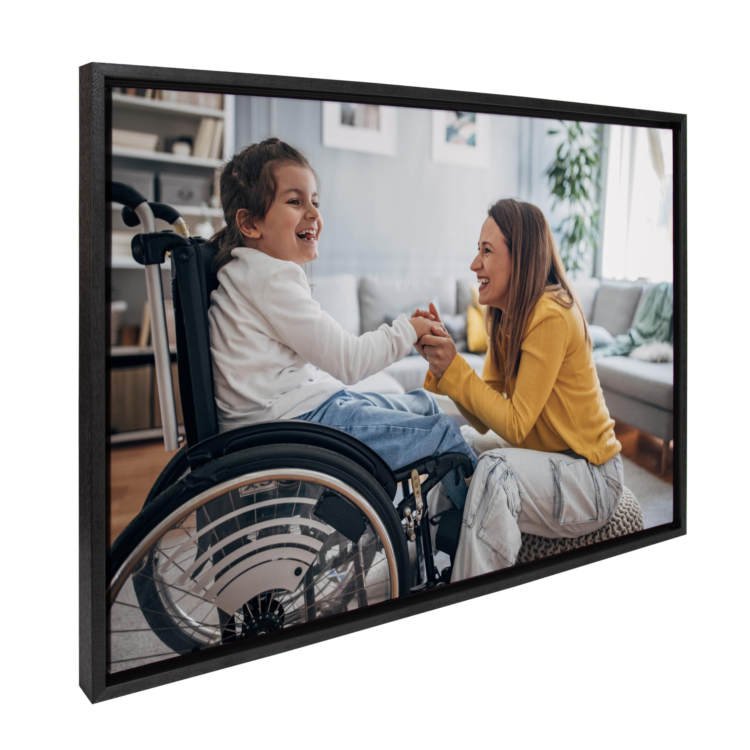 Kate And Laurel Sylvie Custom Printed Framed Canvas Wall Art, 33X23 Black, Personal Canvas Print With Your Photos For Bedroom Or