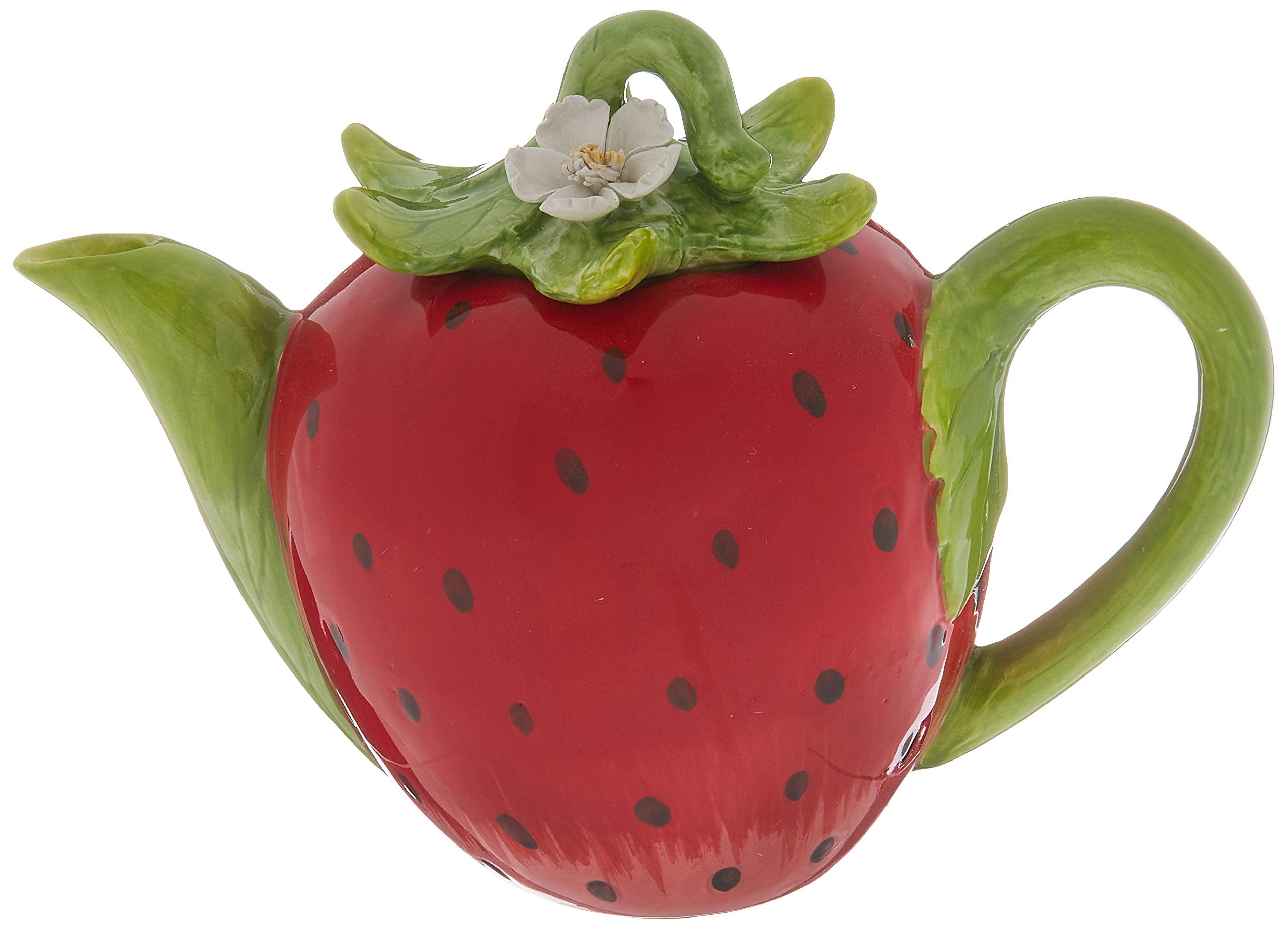 Cosmos Gifts Strawberry Ceramic Teapot, 5-1/4-Inch