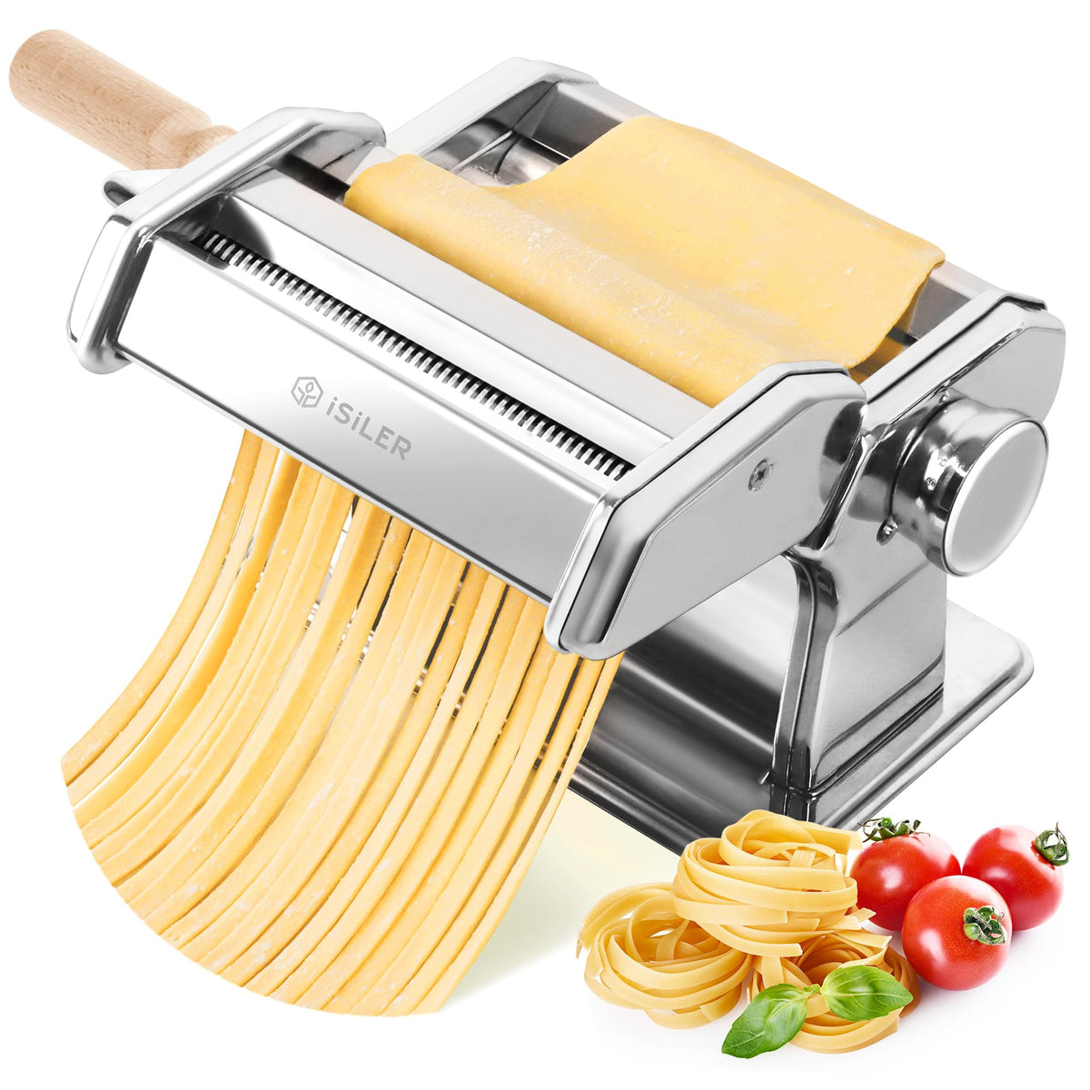Isiler Pasta Maker, 9 Adjustable Thickness Settings 2 In 1 Pasta Machine With Rollers And Cutter, Noodle Maker For Dumpling Skin