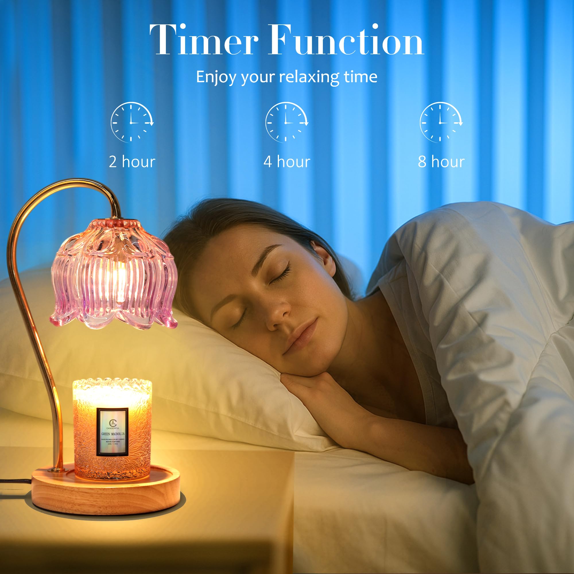 Merrtody Flower Candle Warmer Lamp with Timer & Dimmer - Fits All Jar Scented Candles - Unique Birthday & Mother s Day Gift for