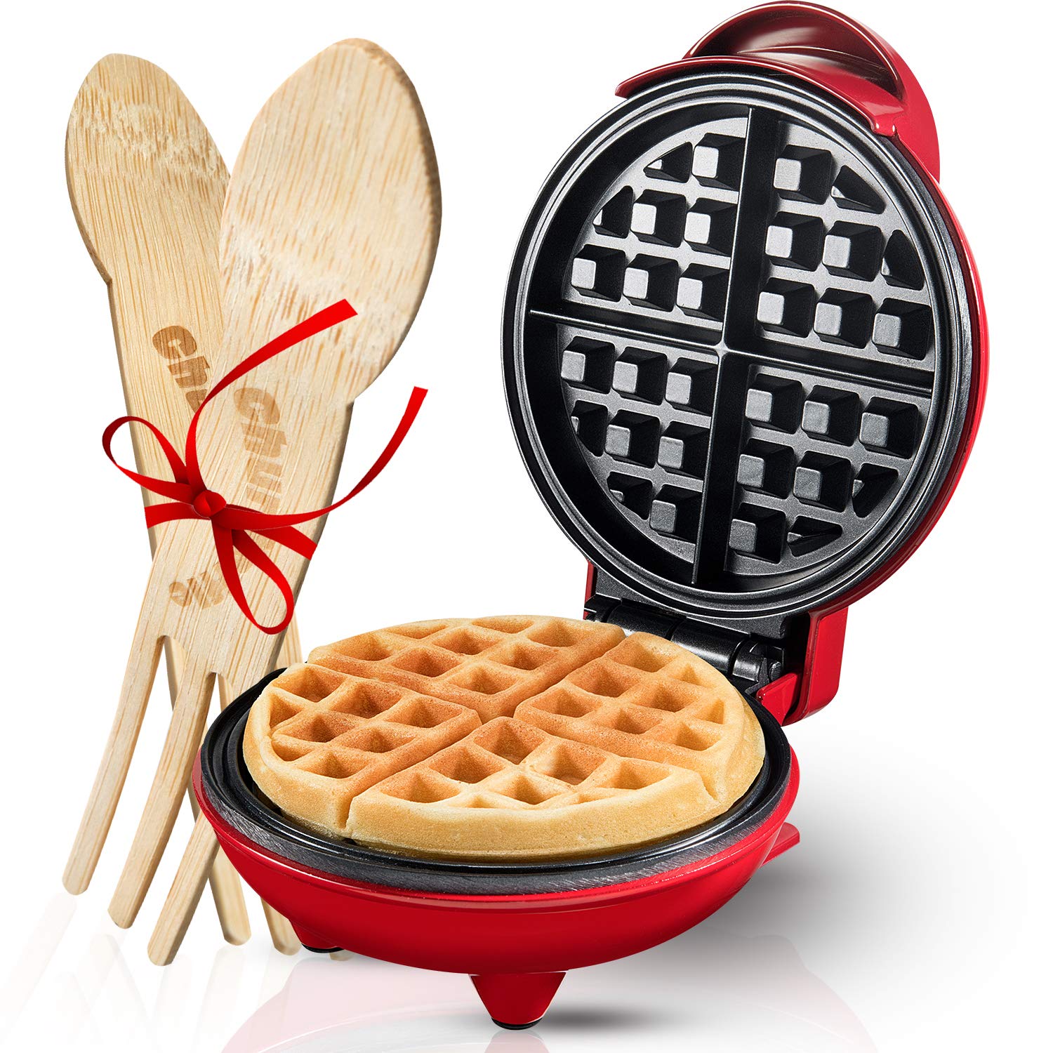 Burgess Brothers Mini Waffle Maker | Portable Electric Non-Stick Waffle Iron | Belgian Waffle Maker Makes 4 Inch Waffles | Inclu