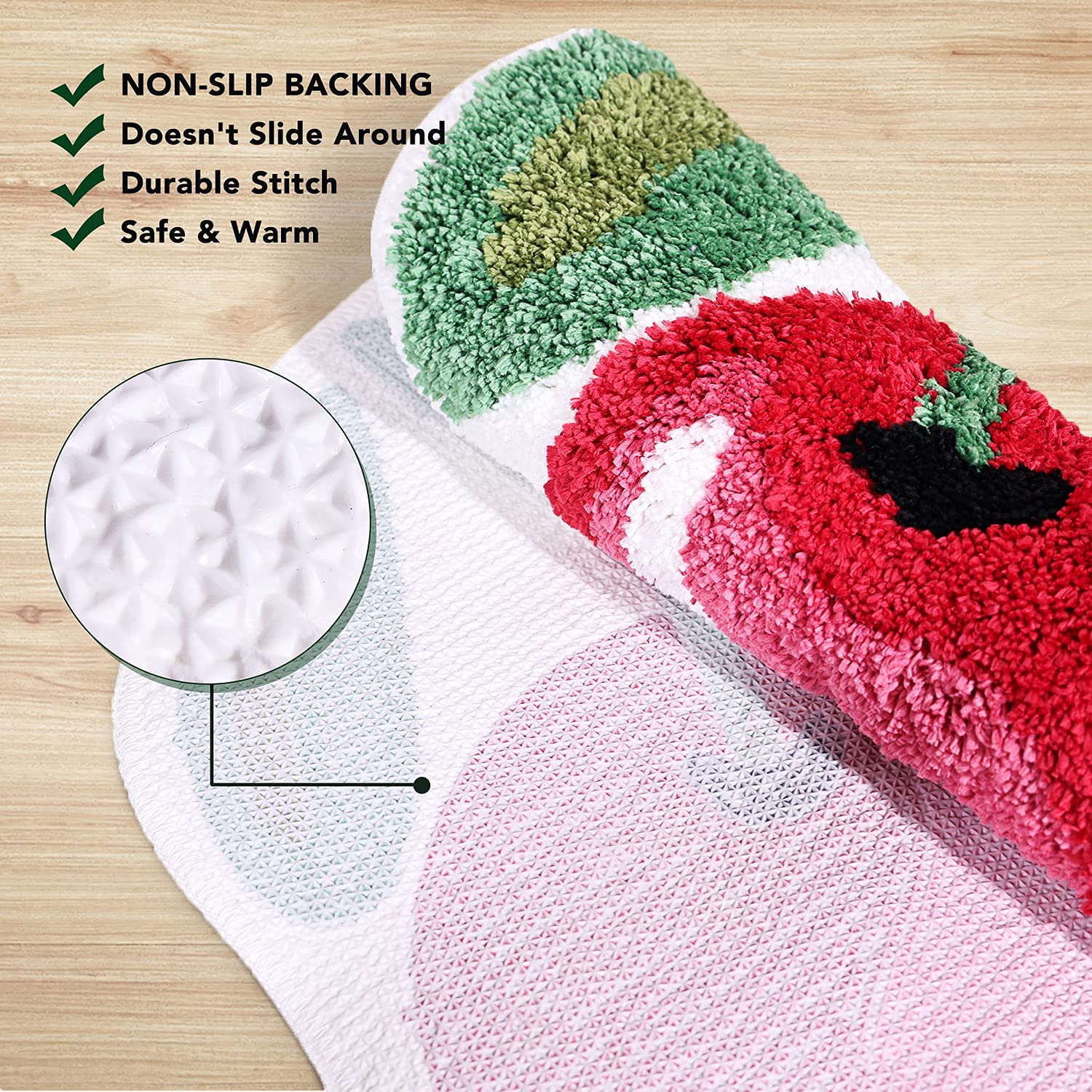 Frozzur Cherry Cute Bath Mat For Bathroom, Luxury Funky Bathroom Mats Non Slip Cute Fruit Shaped Absorbent Bathtub Cool Rug Bath