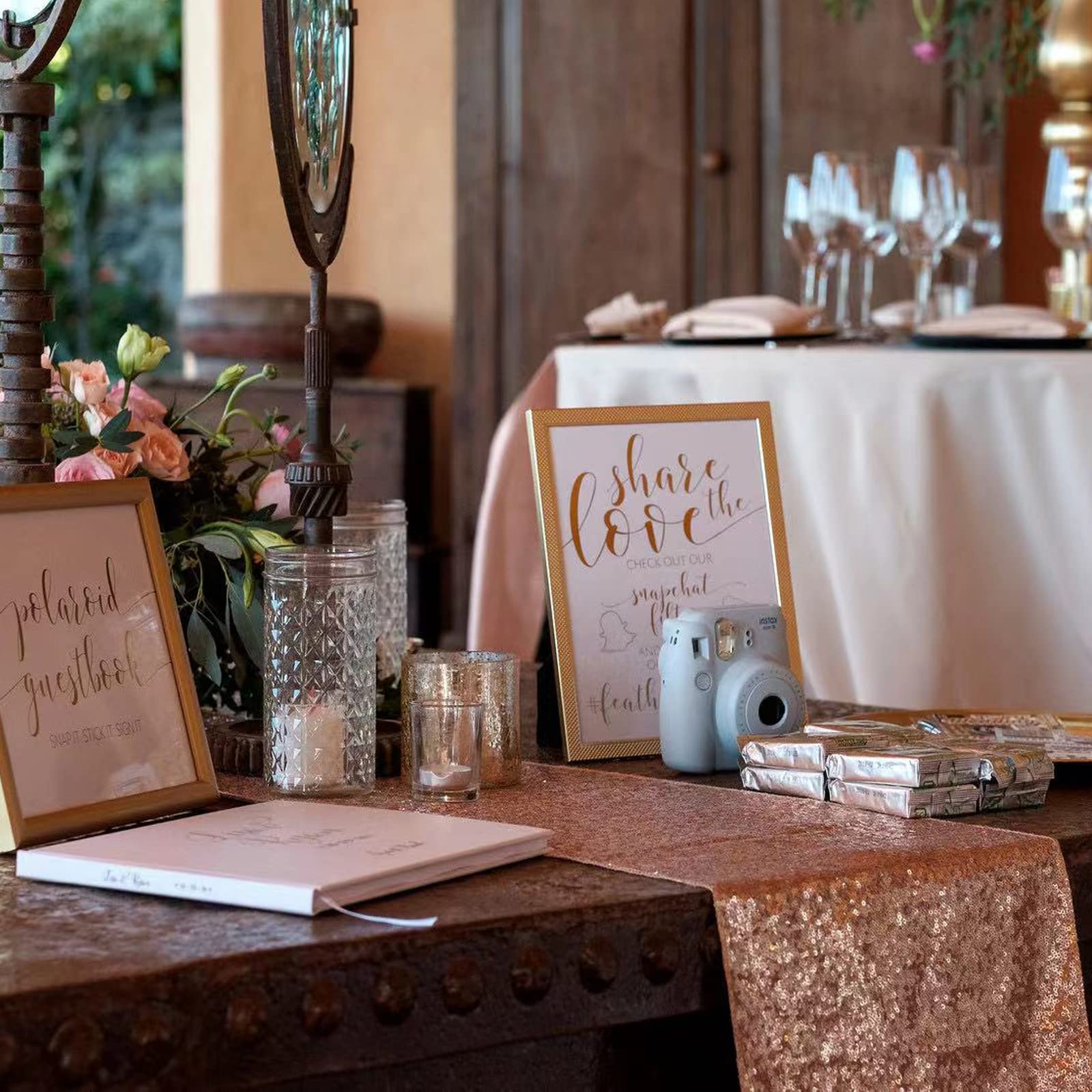 Rose Gold Glitter Sequin Table Runner 12X72 Inch For Sparkling Your Party Home Table Docorations Happy Birthday Wedding Bridal S