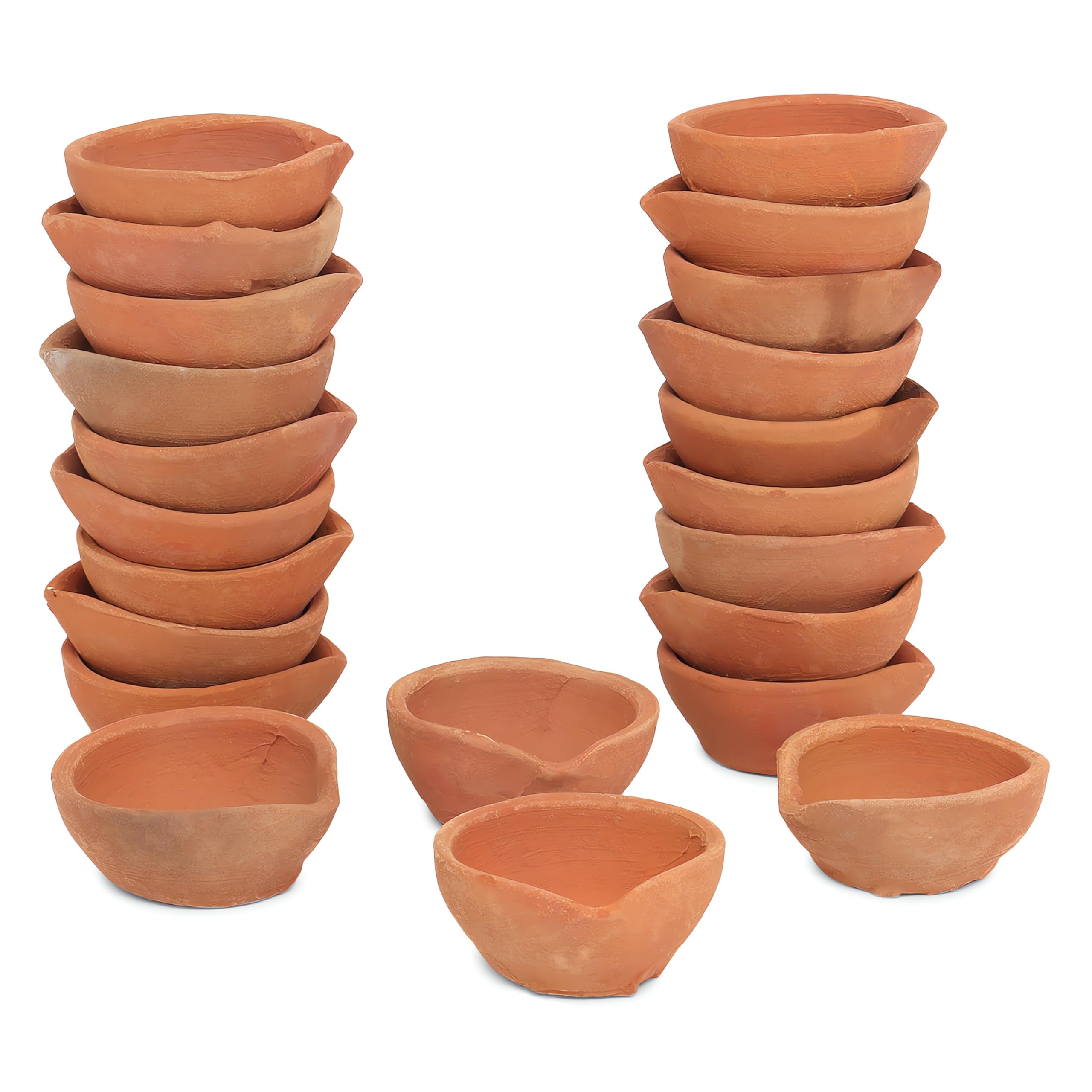 Clay Diya Diwali Diyas with Cotton Wicks [101 Pcs] Diya Lamp for Pooja - Diyas for Pooja - Mitti Earthern Terracotta Diya - Diwa