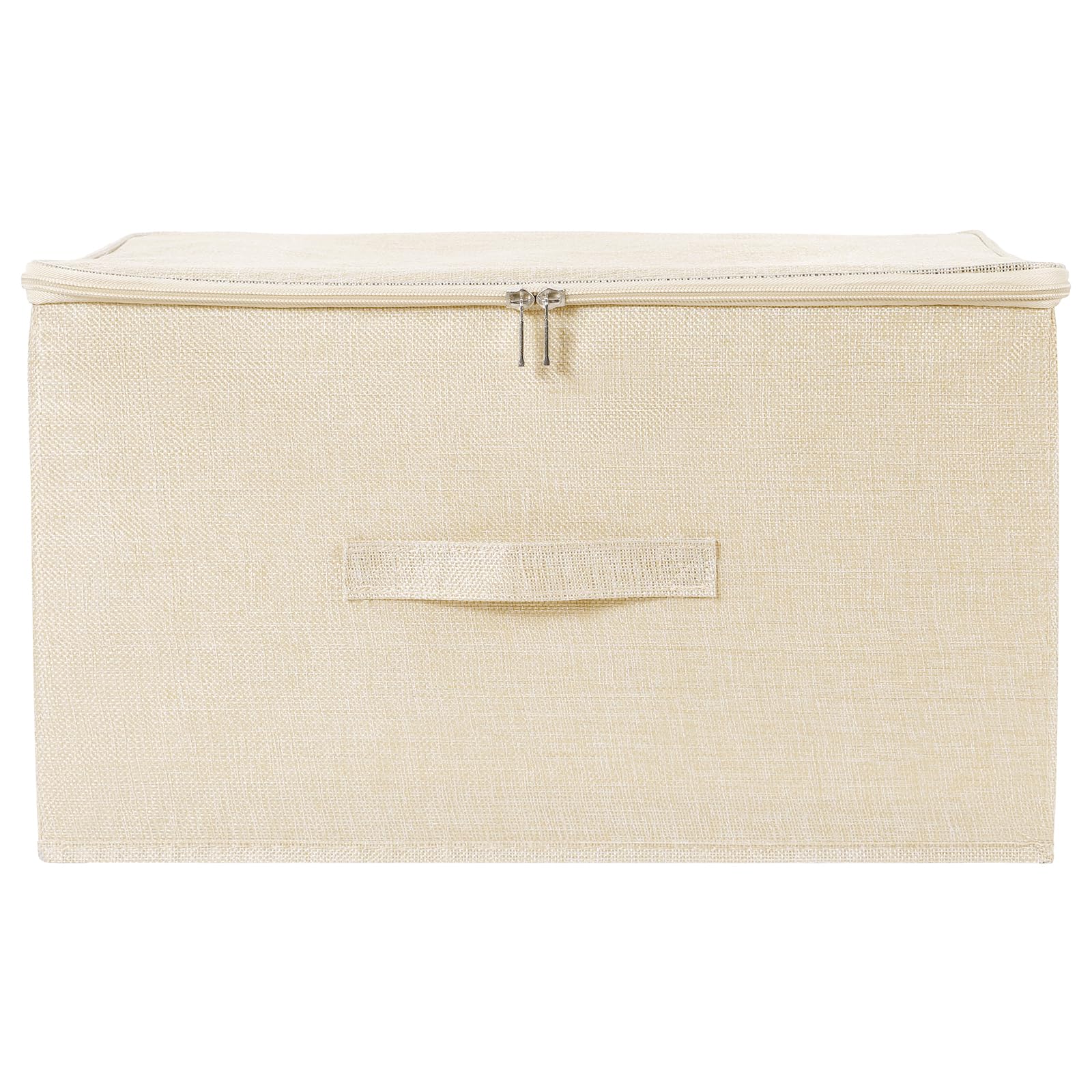 Anminy Storage Bins With Zipper Lid Storage Box With Handles Pp Plastic Board Foldable Lidded Cotton Linen Fabric Home Cubes Bas