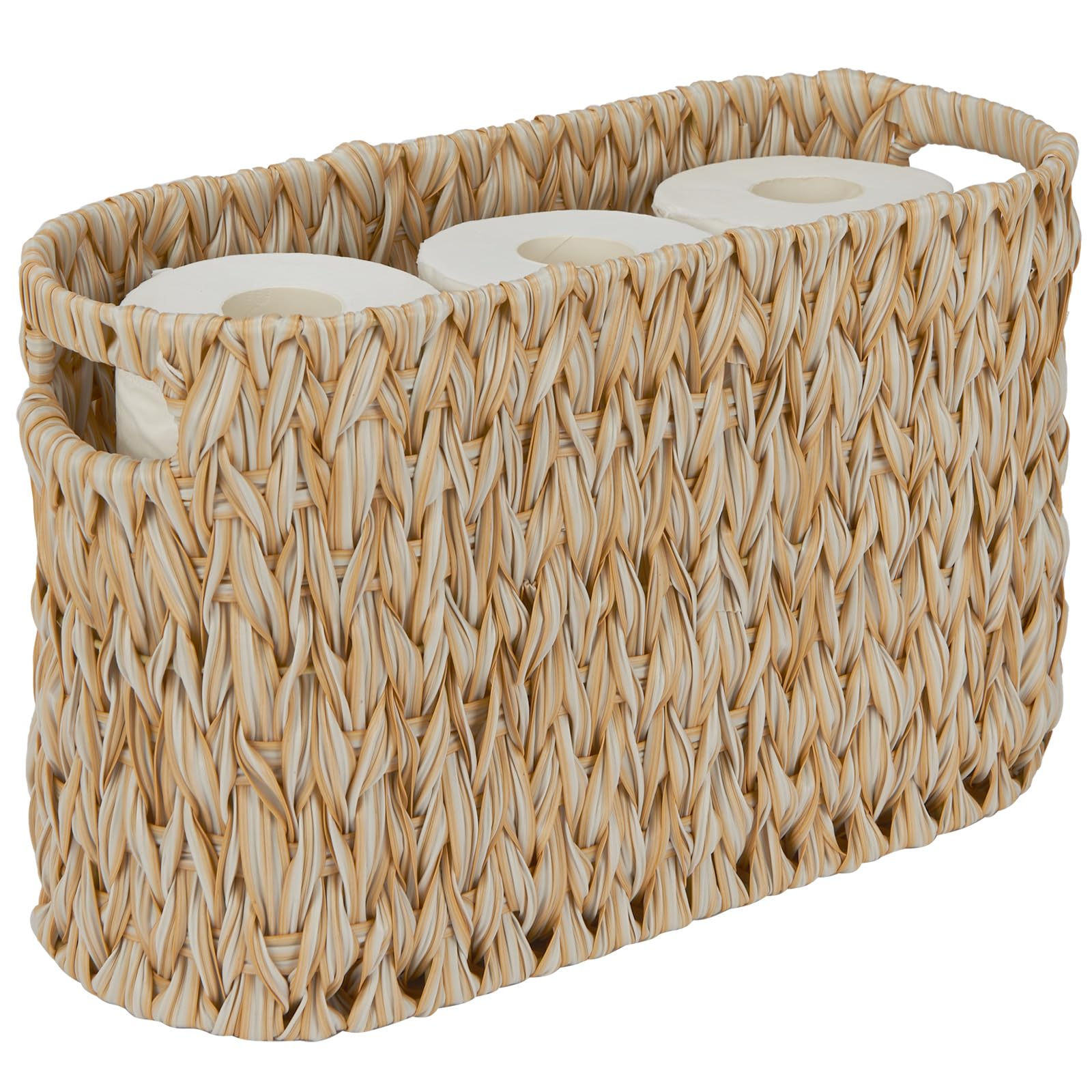 ROSOS Toilet Paper Storage, Waterproof & Freestanding Toilet Paper Basket for Bathroom Storage 6 Rolls, Beige