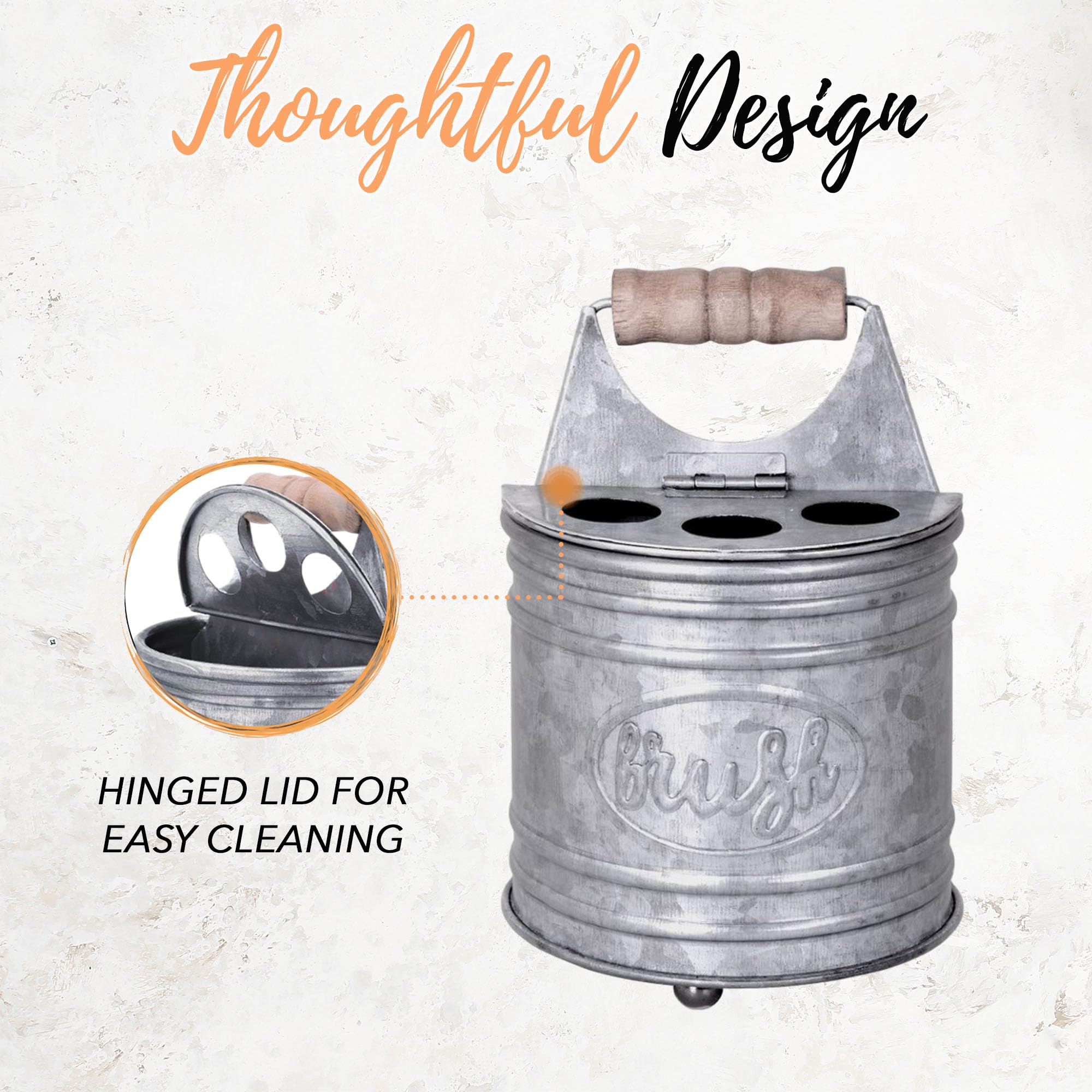Autumn Alley Farmhouse Toothbrush Holders For Bathrooms - Rustic Galvanized Tooth Brush Holder - Farmhouse Bathroom Accessories