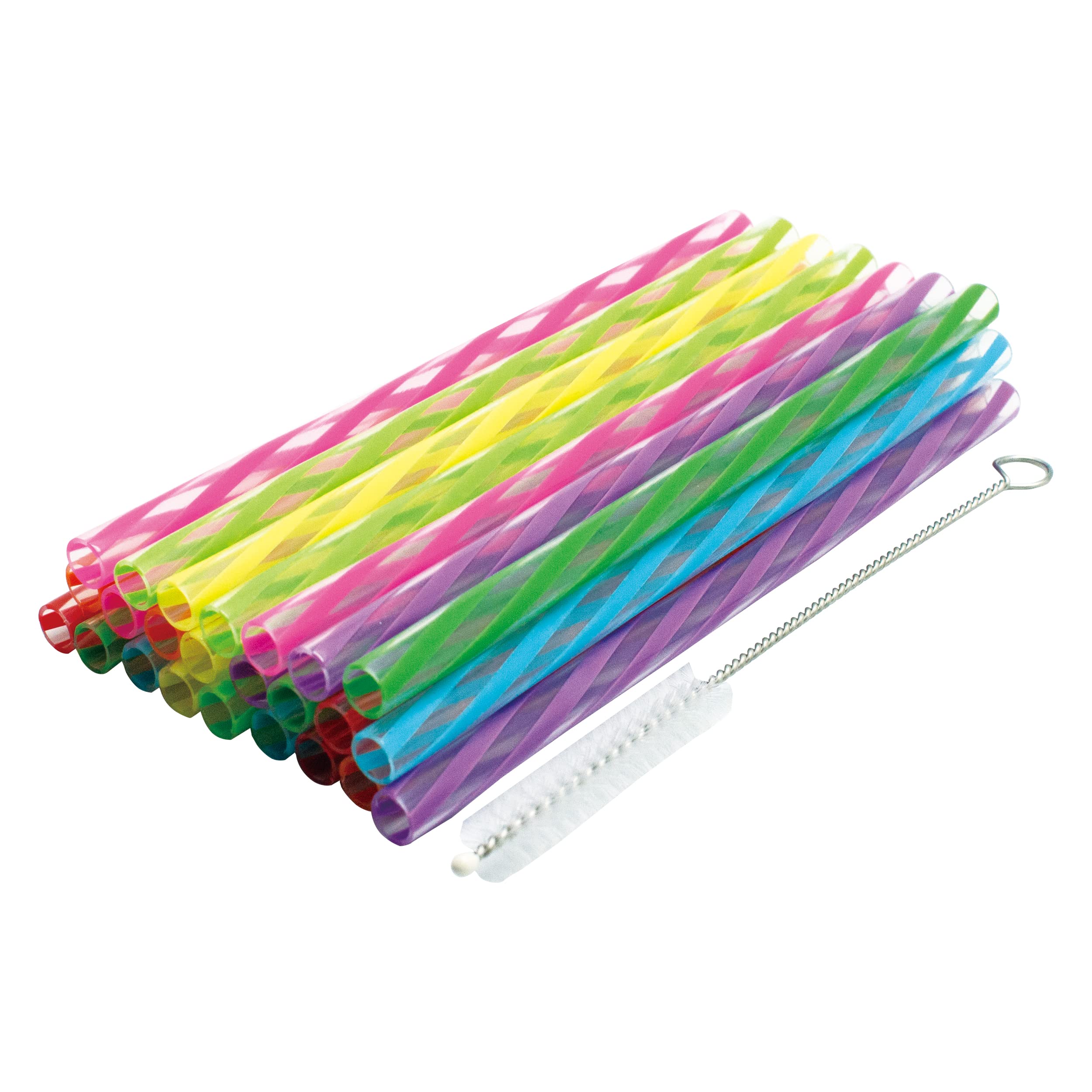 Jacent Plastic Reusable Kids Straws Plus Cleaning Brush, 6 Inch: 24 Straws