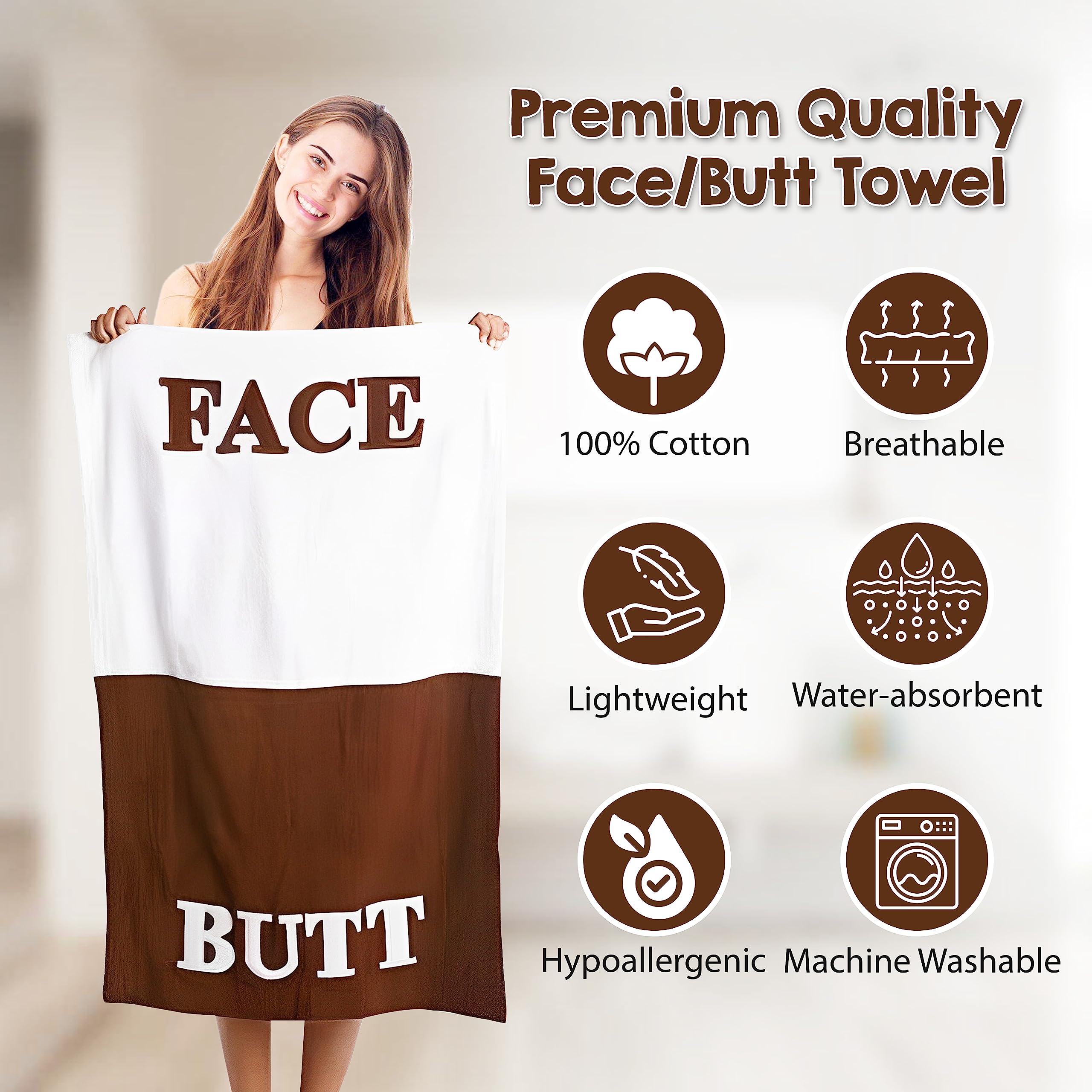 Kovot Bath Towel 100% Cotton Beach Towel 30'' X 56'' | Face/Butt Practical & Novelty Gift