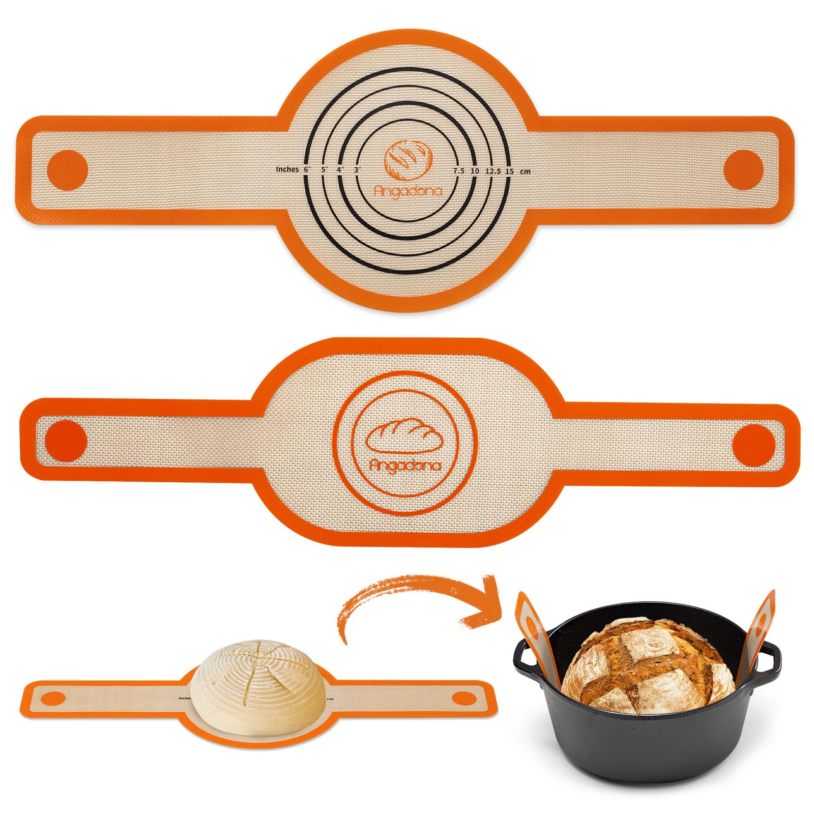 Silicone Bread Sling Oval and Round - Non-Stick & Easy Clean Reusable Oval Bread Baking Mat for dutch oven. With Long Handles So