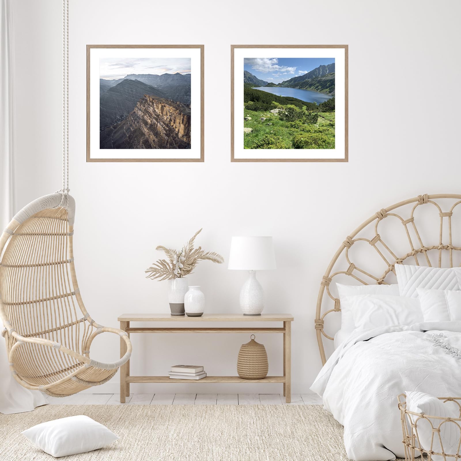 JCJMY 24x24 Picture Frame Rustic Brown with 20x20 Mat, Display Photo 20x20 with Mat or 24 x 24 Without Mat, Wall Hanging Large 2