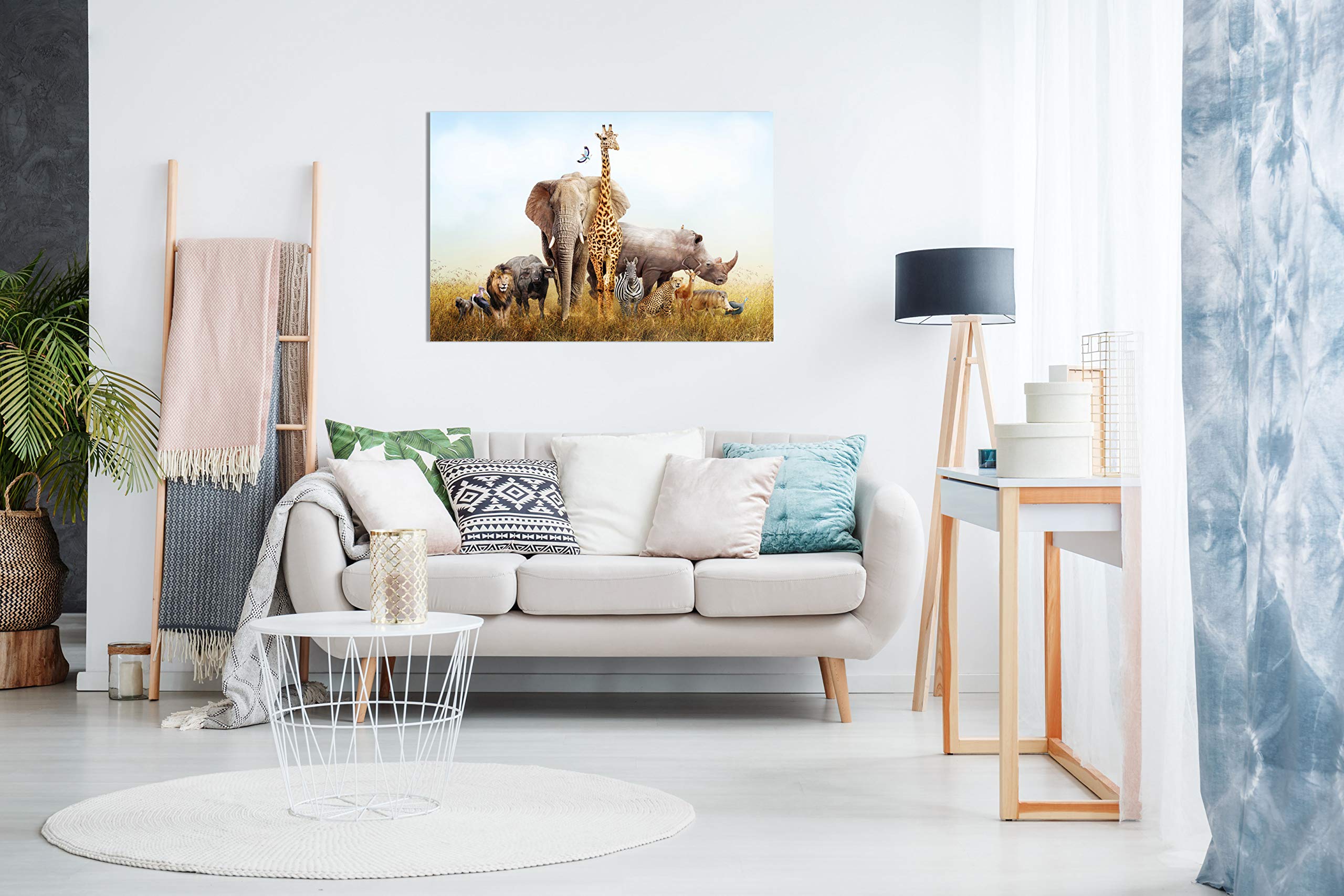 Panther Print, Canvas Wall Art, Framed Pictures For Bedroom Walls, Safari Animals, Print For Special Occasions (46X31)