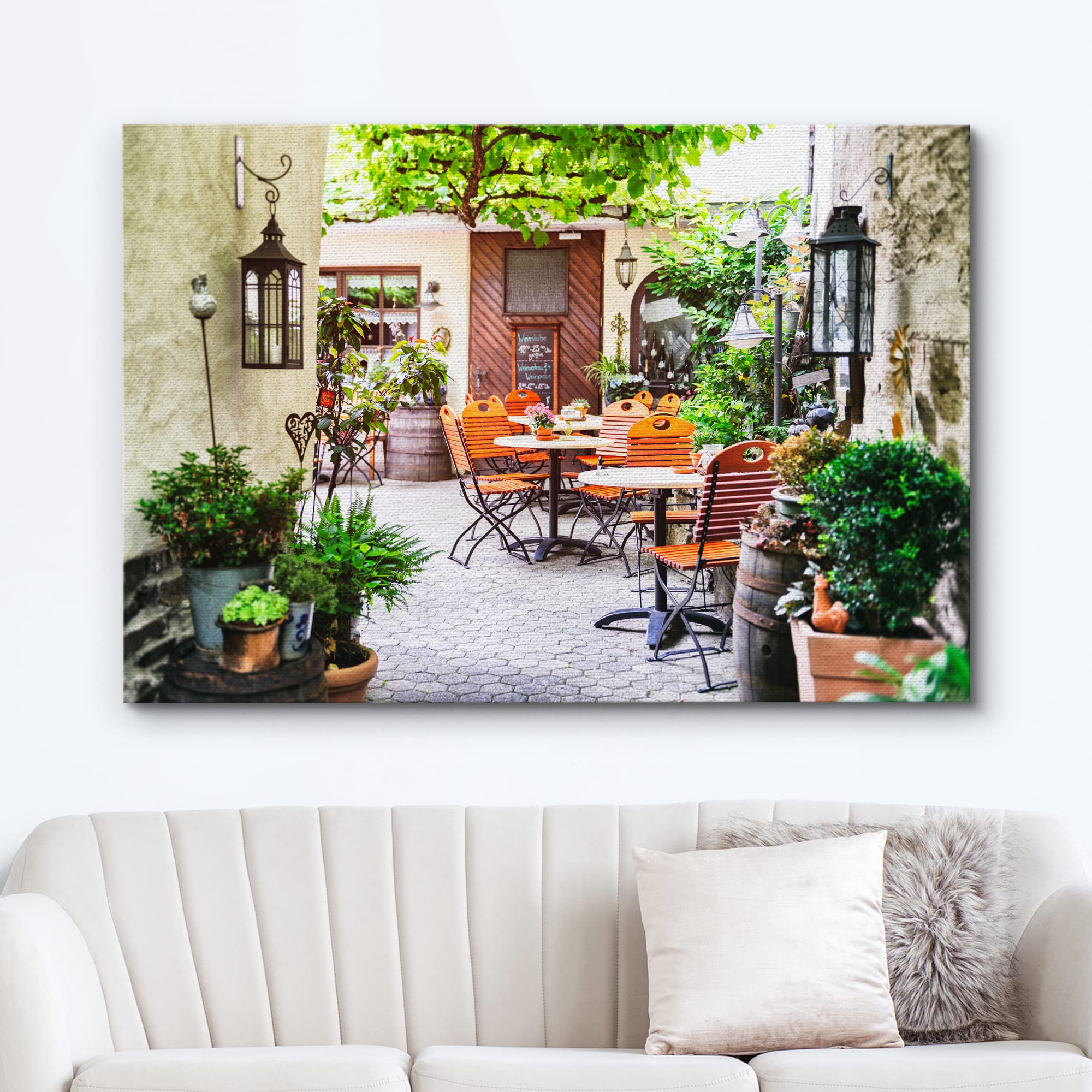 Wall26 Canvas Print Wall Art European Cafe Restaurant Terrace Patio Food Cityscape Photography Modern Art Rustic Scenic Relax/Ca