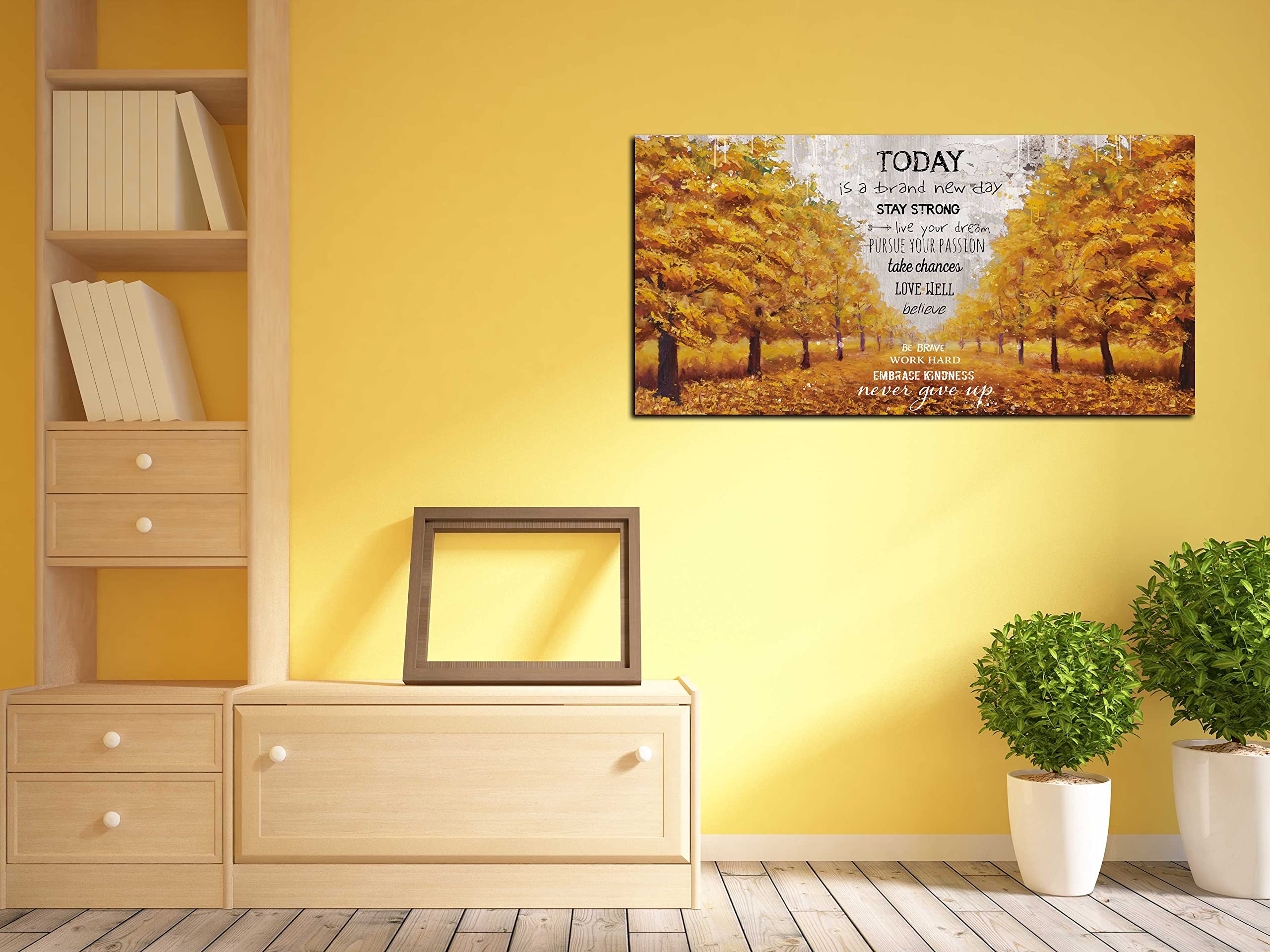 Motivational Canvas Wall-Art - Yellow Wall Decor - Inspirational Posters For Office Ready To Hang Size 20 '' x 40 ''