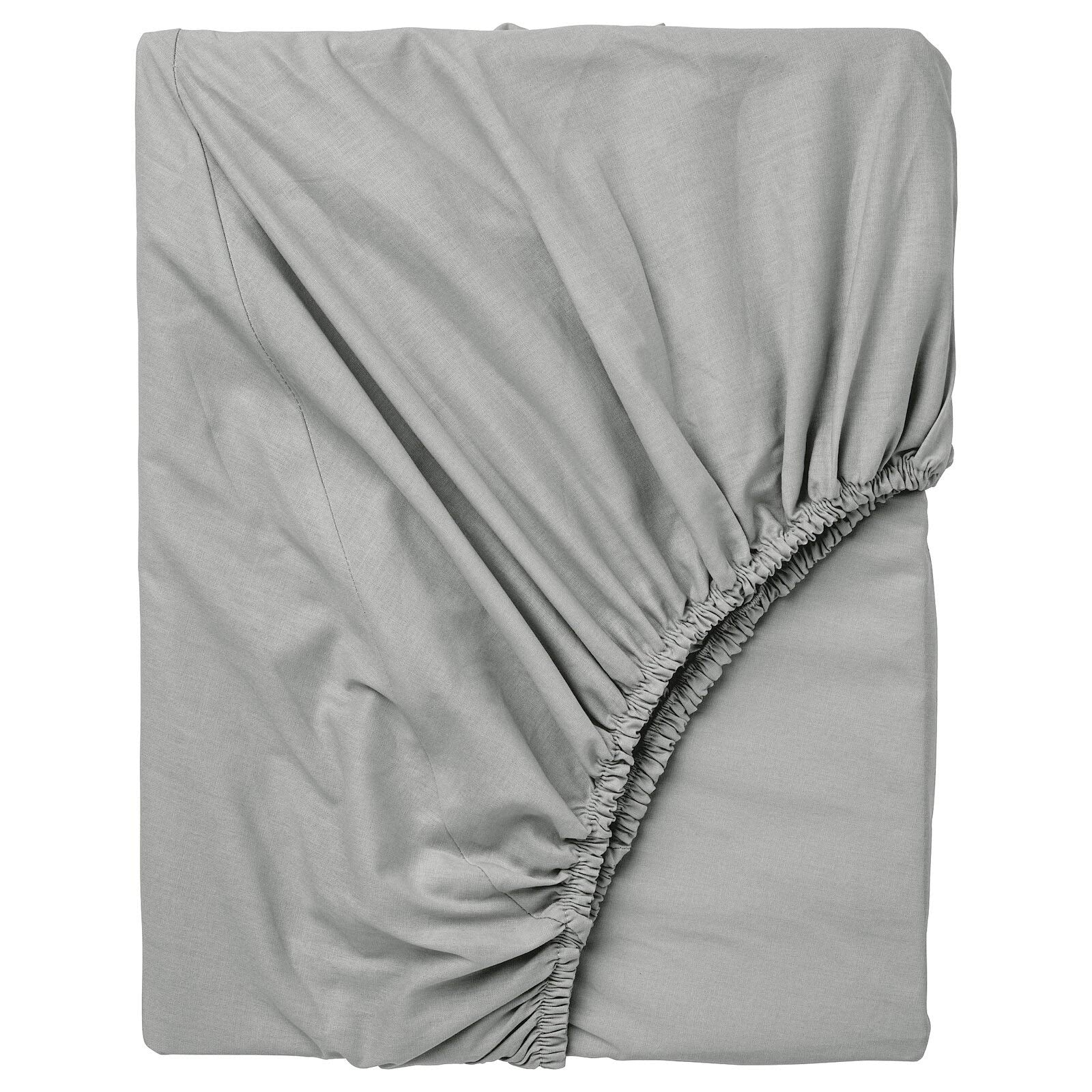 Ikea Aerglo Cotton Fitted Bed Sheet (DVALA Light Grey 180x200 cm , 71x79, King)