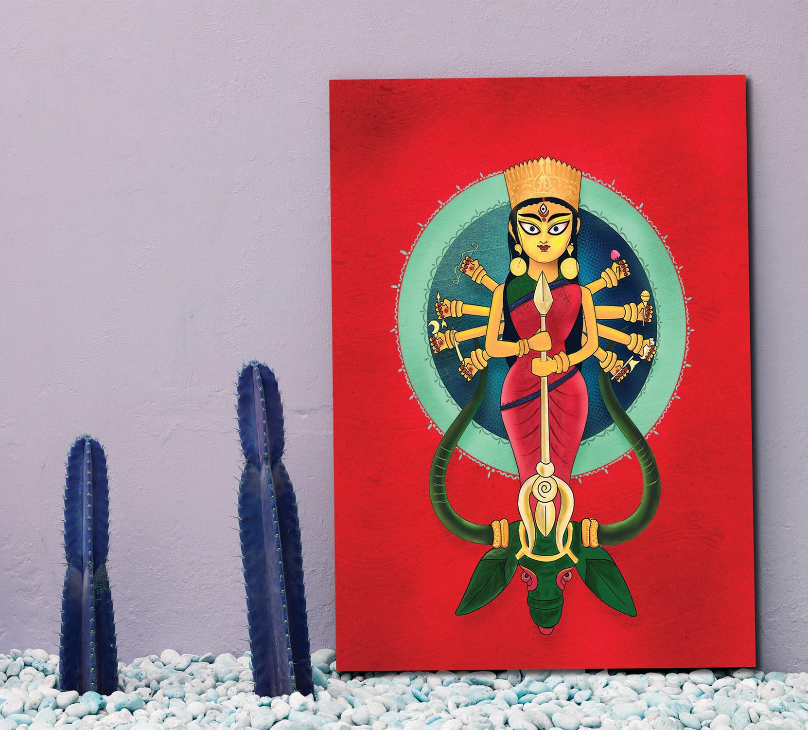 Namaste Home - Canvas Painting - Maa Durga - Traditional Art - Abstract Art - Canvas Painting for Home and Office (Cotton Canvas