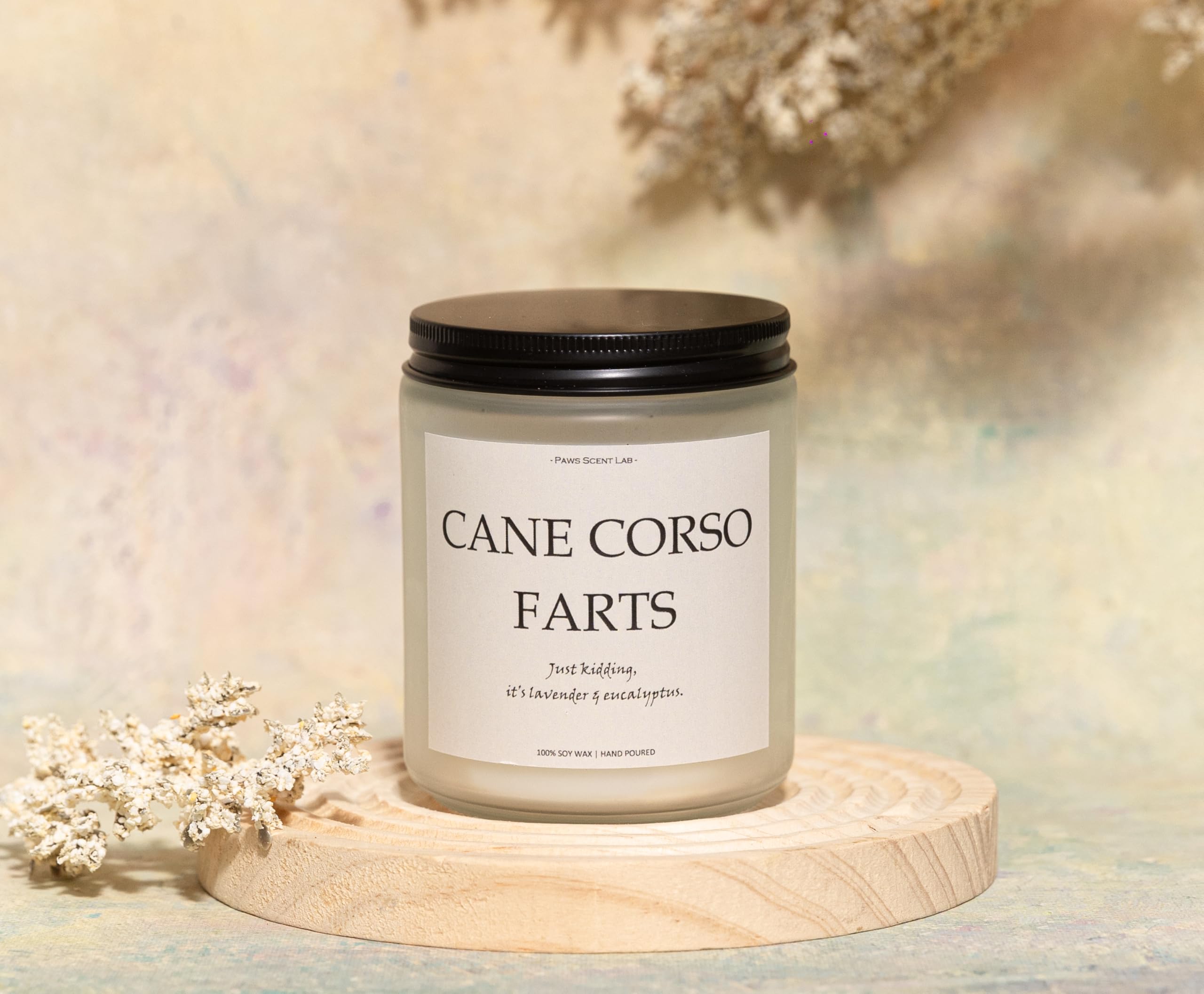 Cane Corso Gifts & Decor, Cane Corso Gifts for Women, Dog Farts Candle, Dog Mom Gift for Women - Lavender & Eucalyptus, Crafted