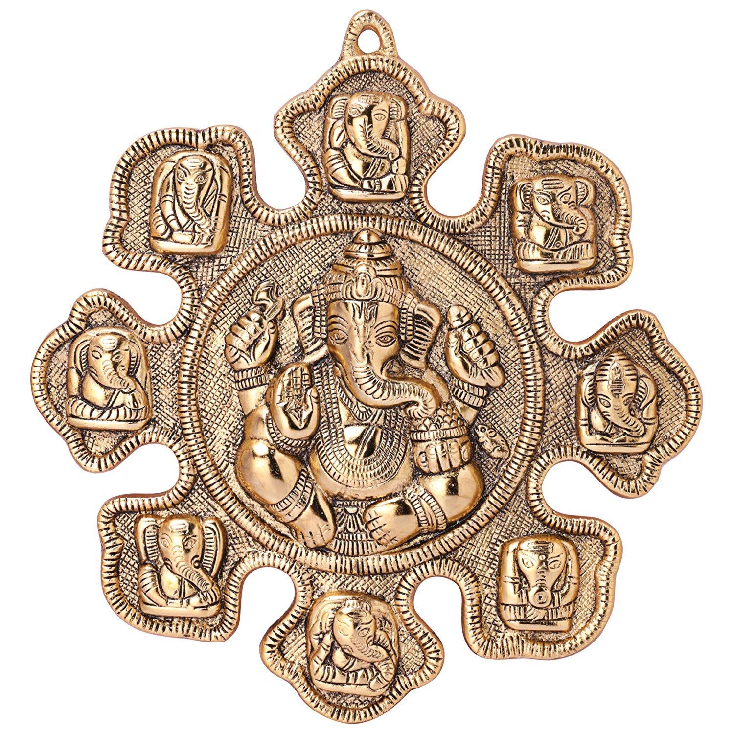 Kridaykraft Multicolour Handmade Decorative Metal Aast Vinayak Ganesh Ji Statue