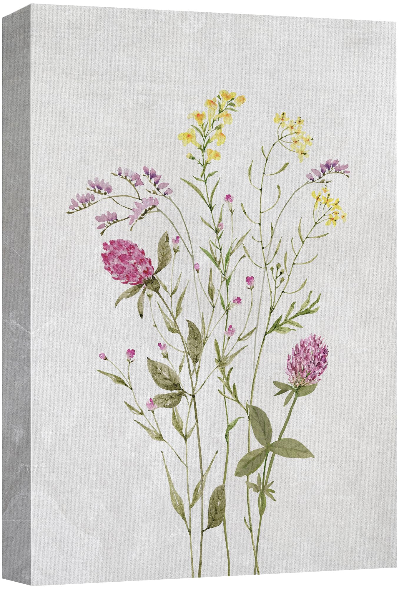 Wall26 Canvas Print Wall Art Fine Art Pastel Pink & Yellow Wildflower Nature Wilderness Illustrations Modern Art Botanical Flora